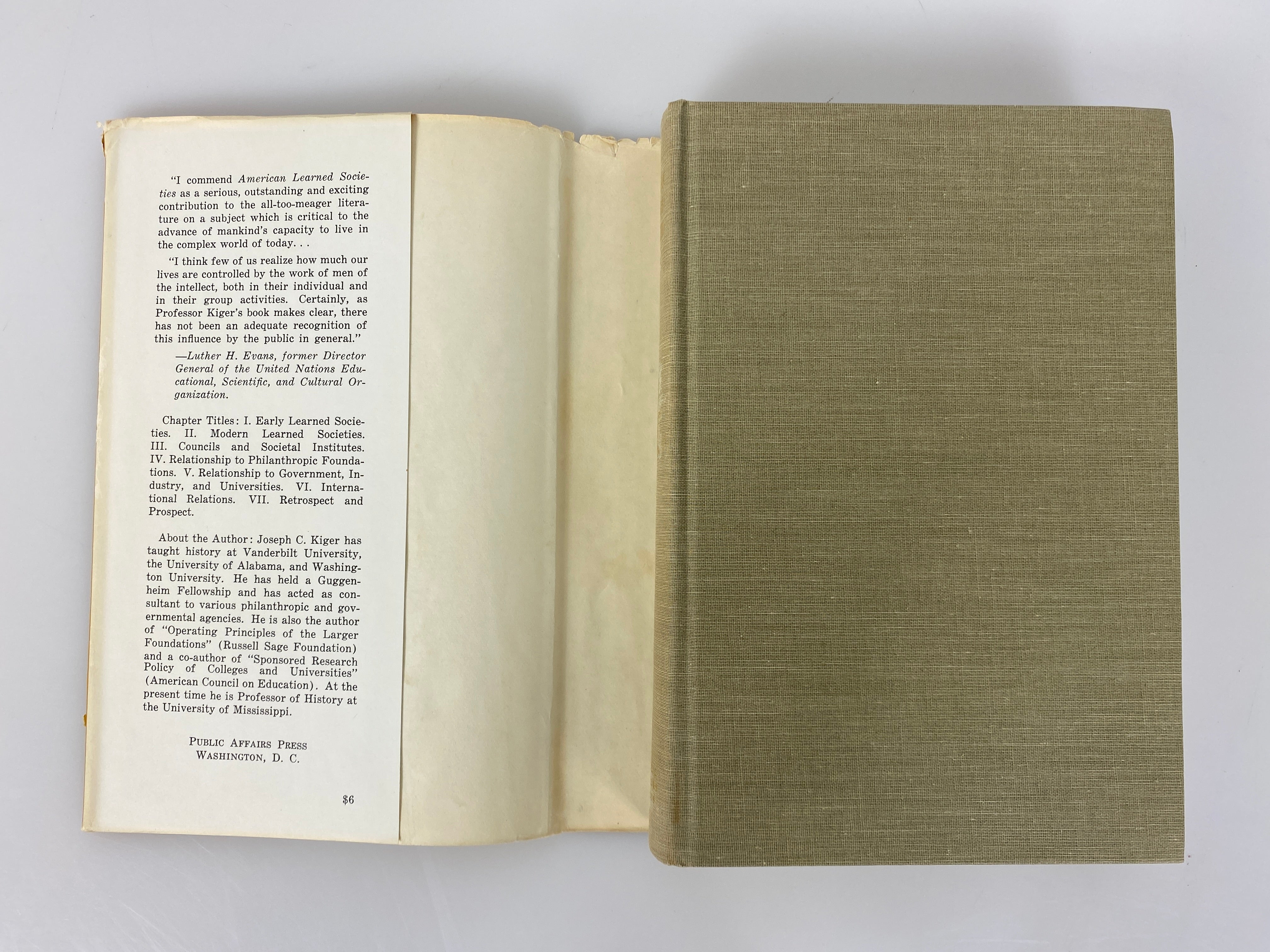 American Learned Societies by Joseph Kiger 1963 1st Edition HC DJ