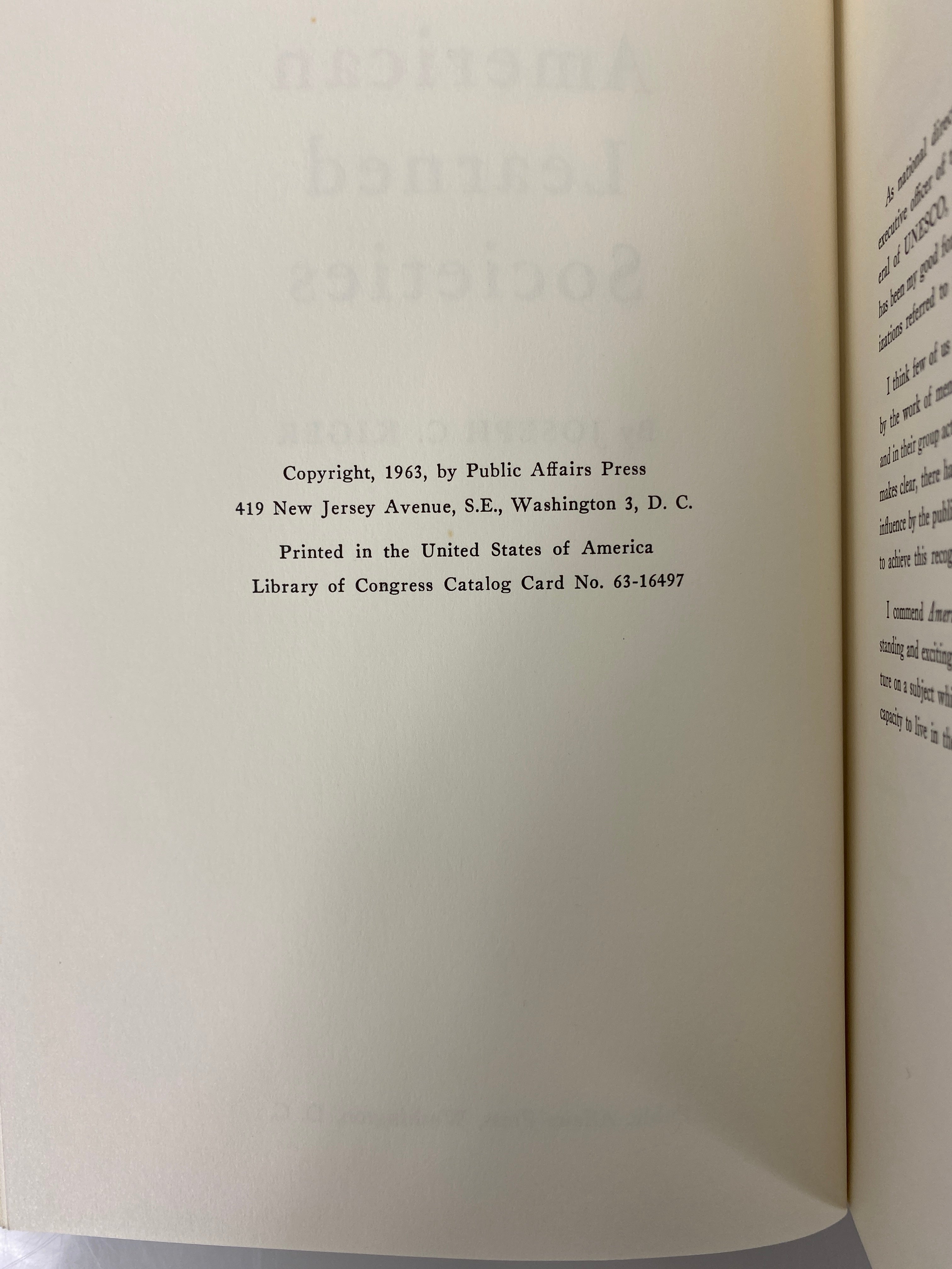 American Learned Societies by Joseph Kiger 1963 1st Edition HC DJ