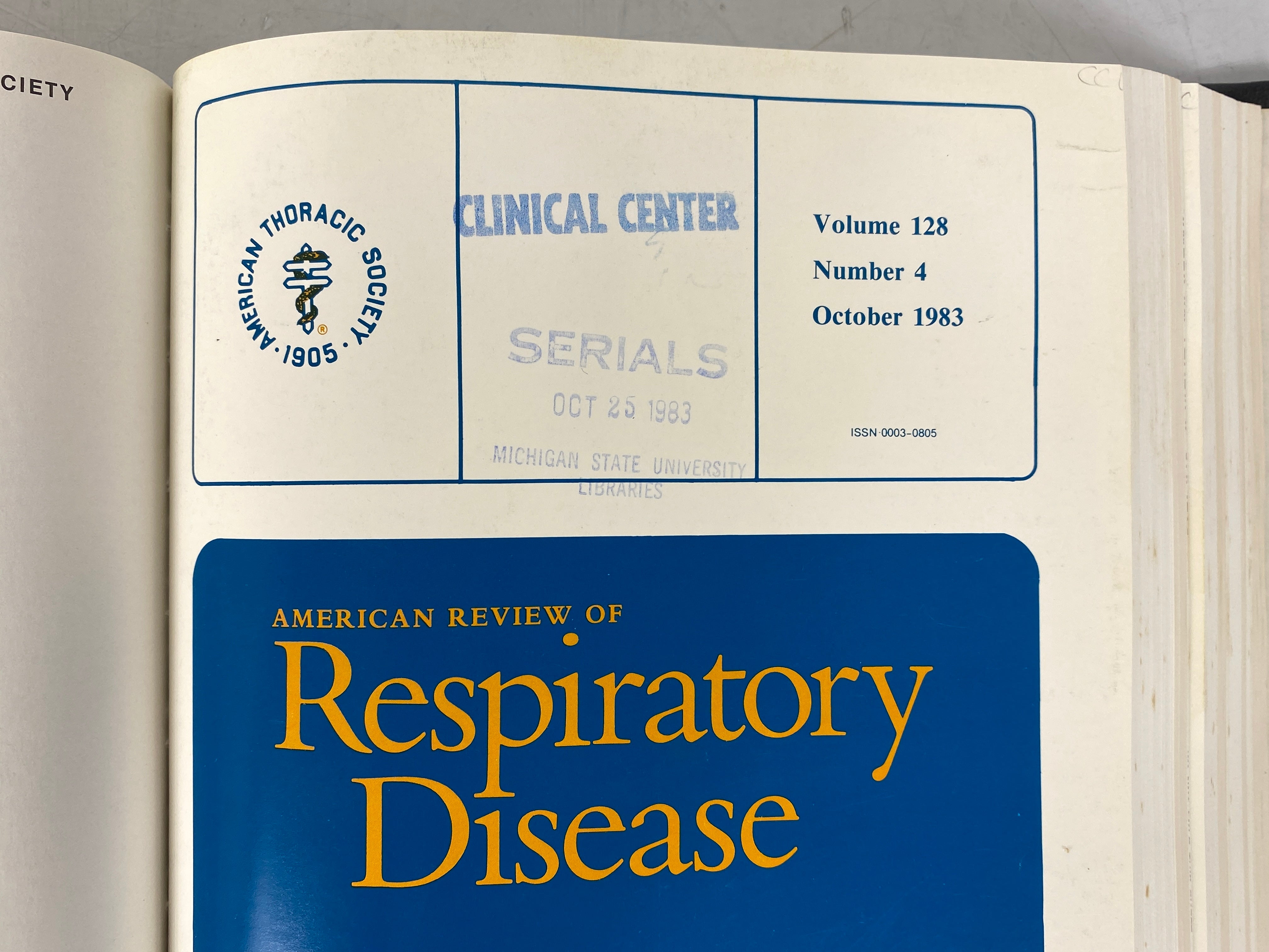 American Review of Respiratory Disease Vol 128 July-Dec 1983 HC