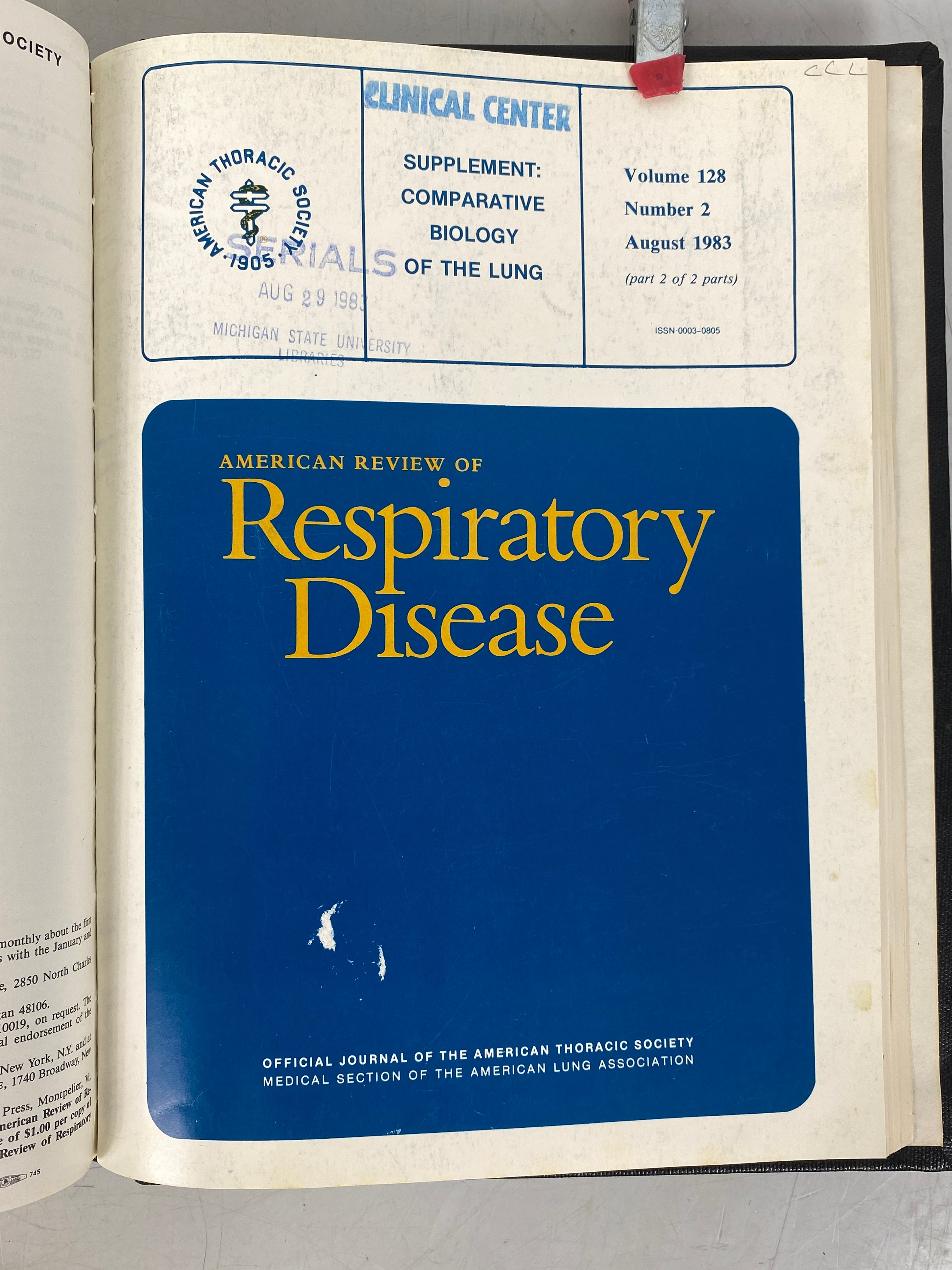 American Review of Respiratory Disease Vol 128 July-Dec 1983 HC