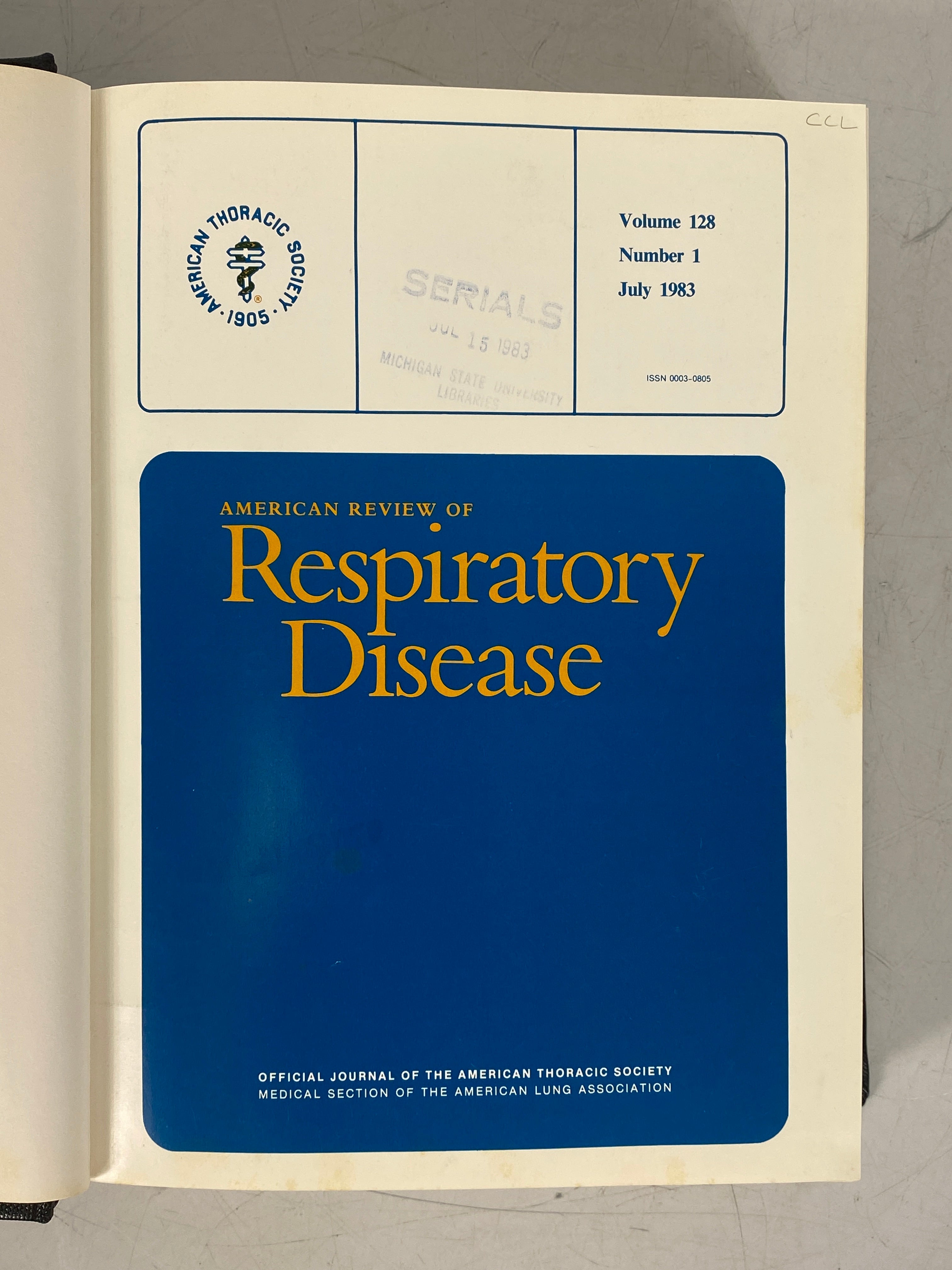 American Review of Respiratory Disease Vol 128 July-Dec 1983 HC