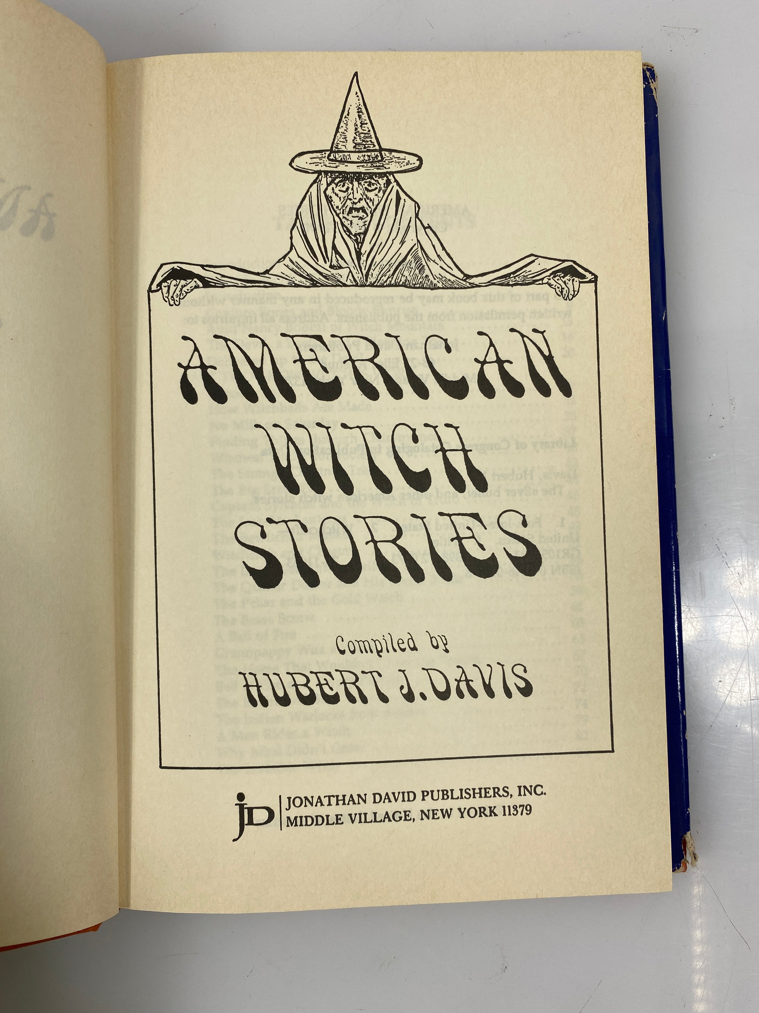 American Witch Stories Hubert J. Davis Jonathan David Publishers 1990 HCDJ