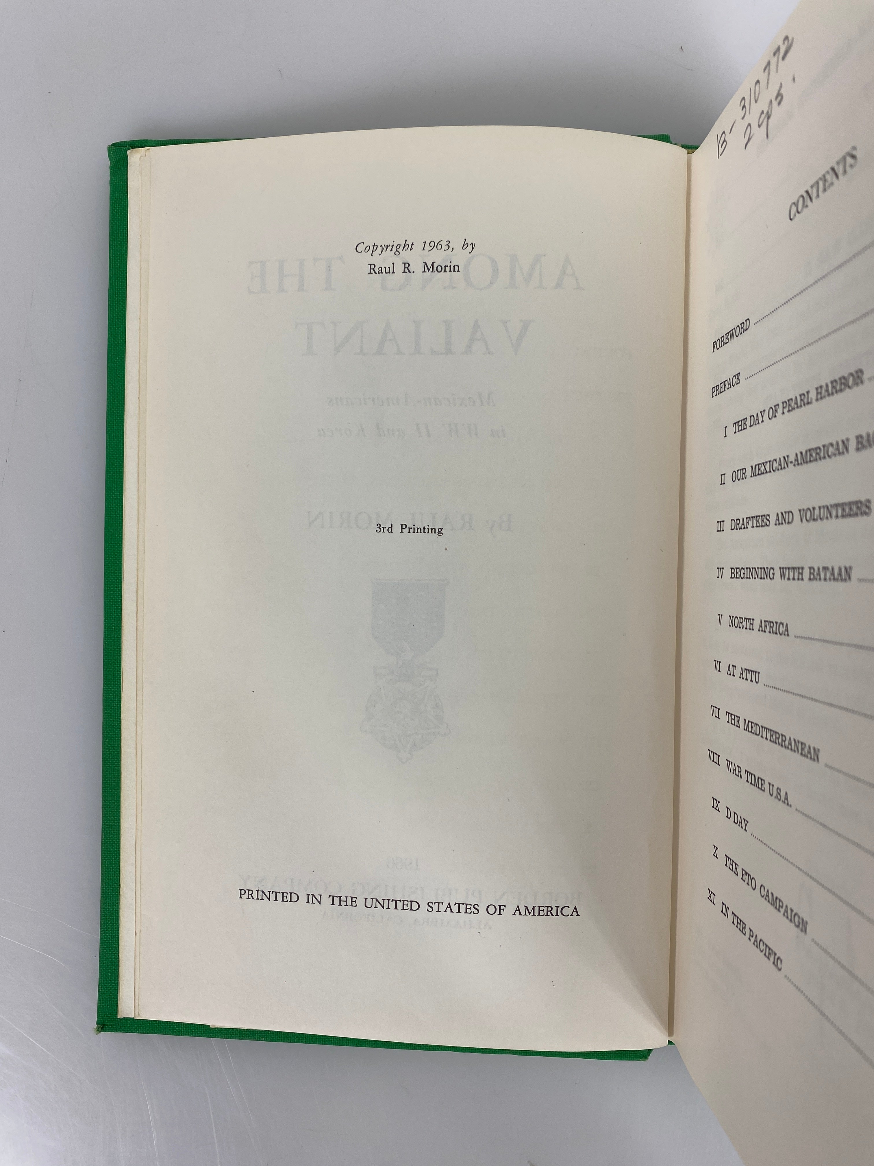 Among the Valiant by Morin Mexican Americans in WWII & Korea 1966 Ex-Library HC