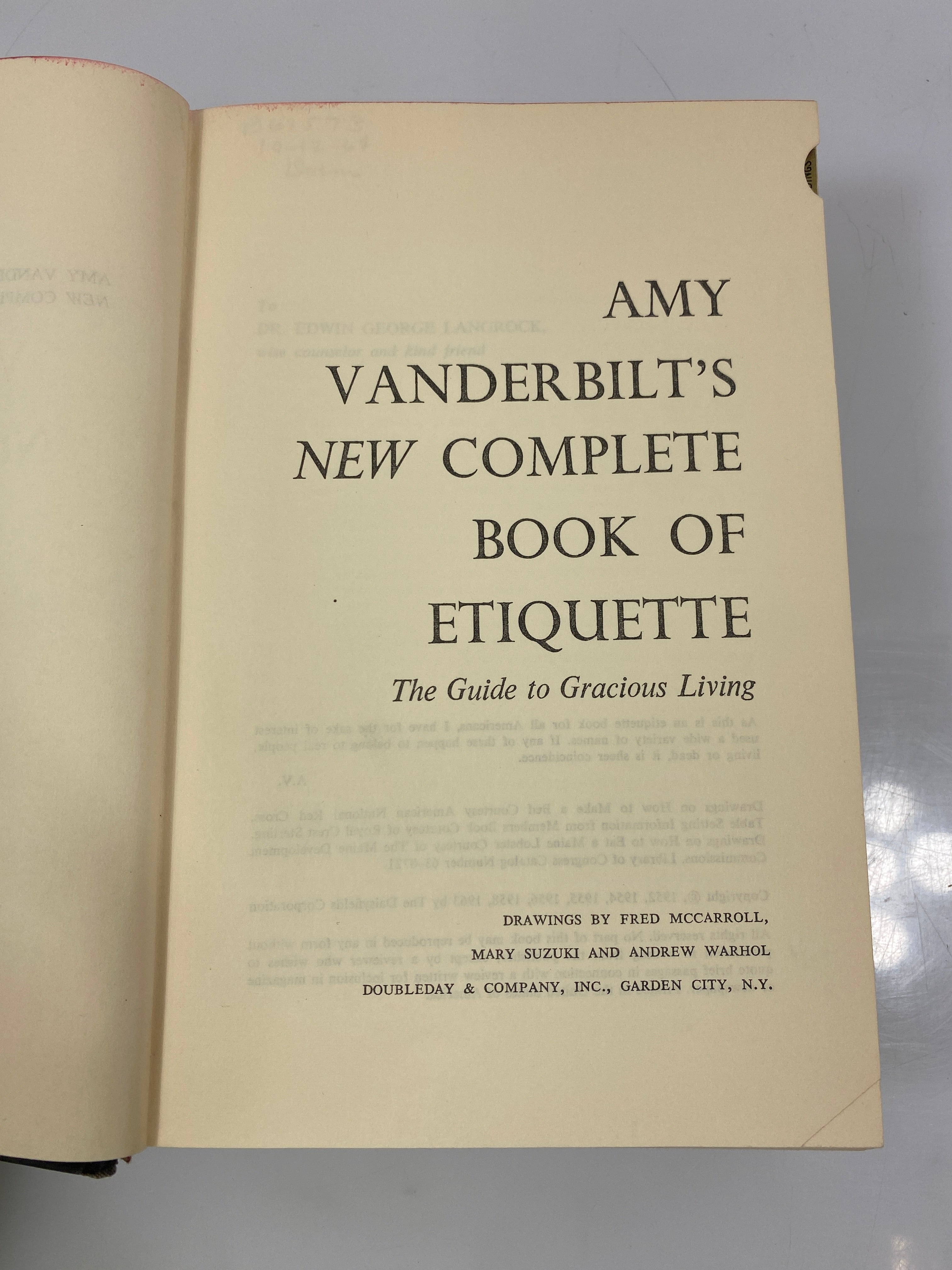 Amy Vanderbilt's New Complete Book of Etiquette Ex-library 1963 HC