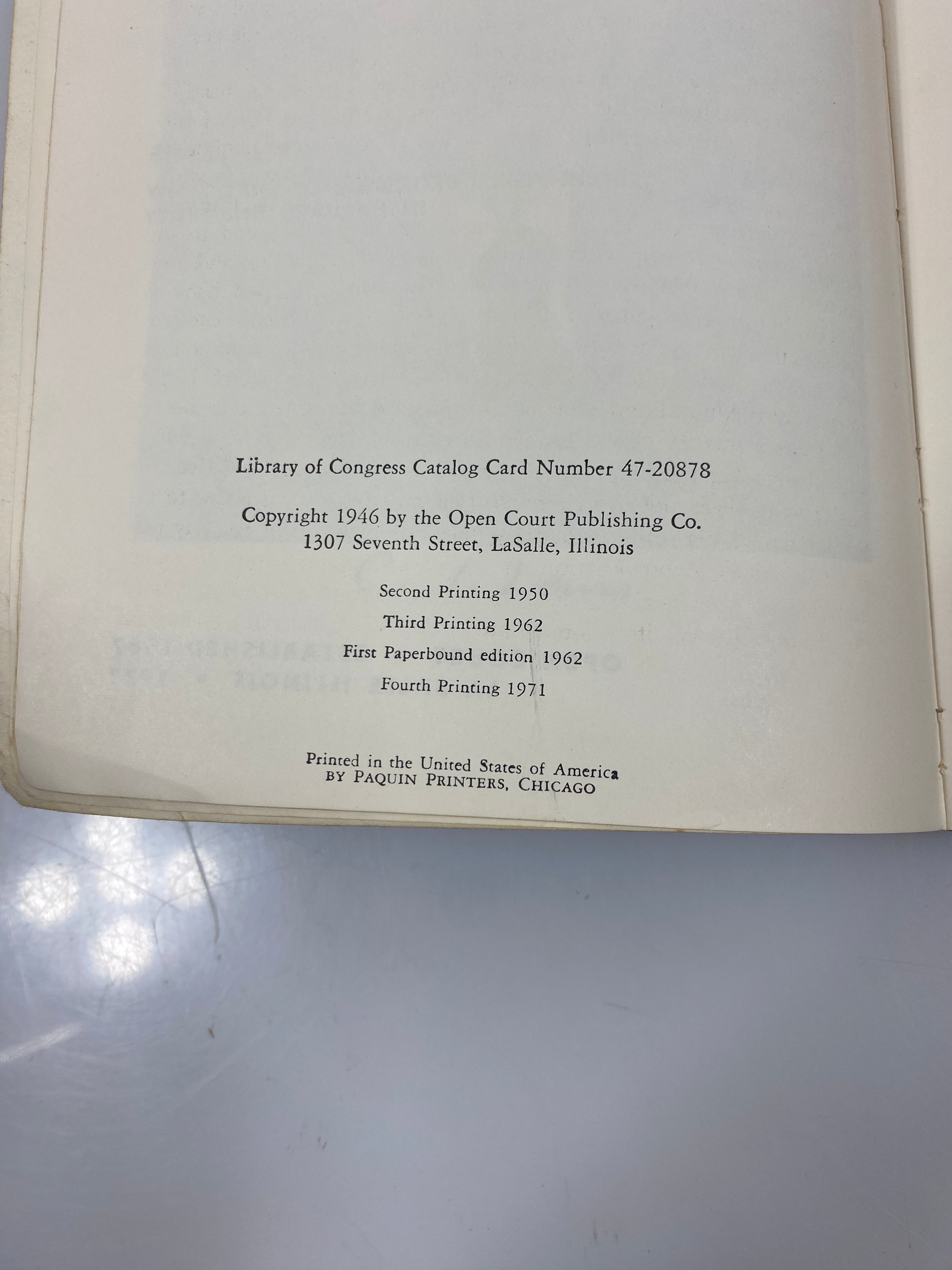 An Analysis of Knowledge & Valuation C.I. Lewis 1971 4th Print SC
