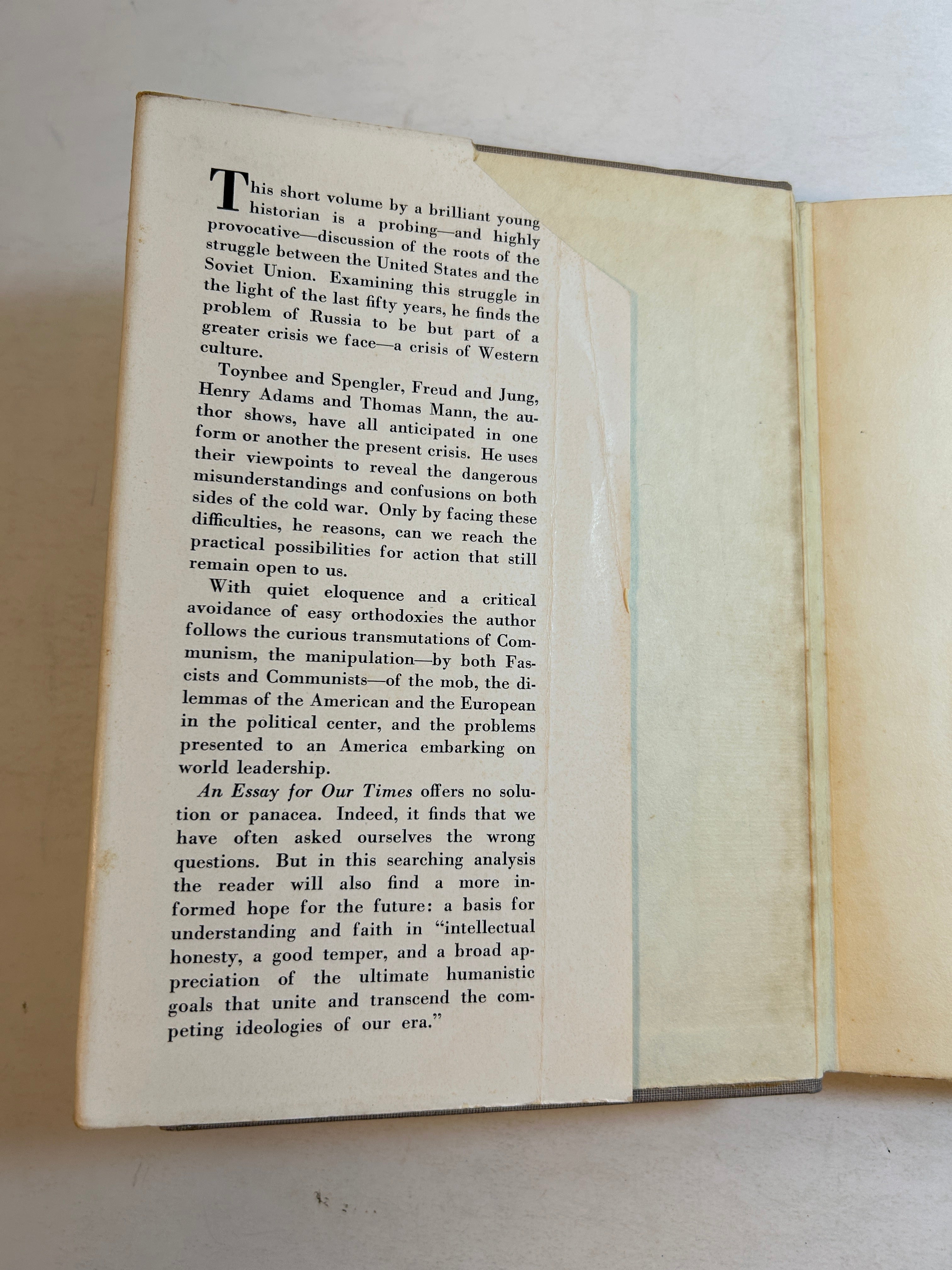 An Essay for Our Times by H. Stuart Hughes 1951 Second Print HCDJ