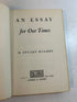 An Essay for Our Times by H. Stuart Hughes 1951 Second Print HCDJ