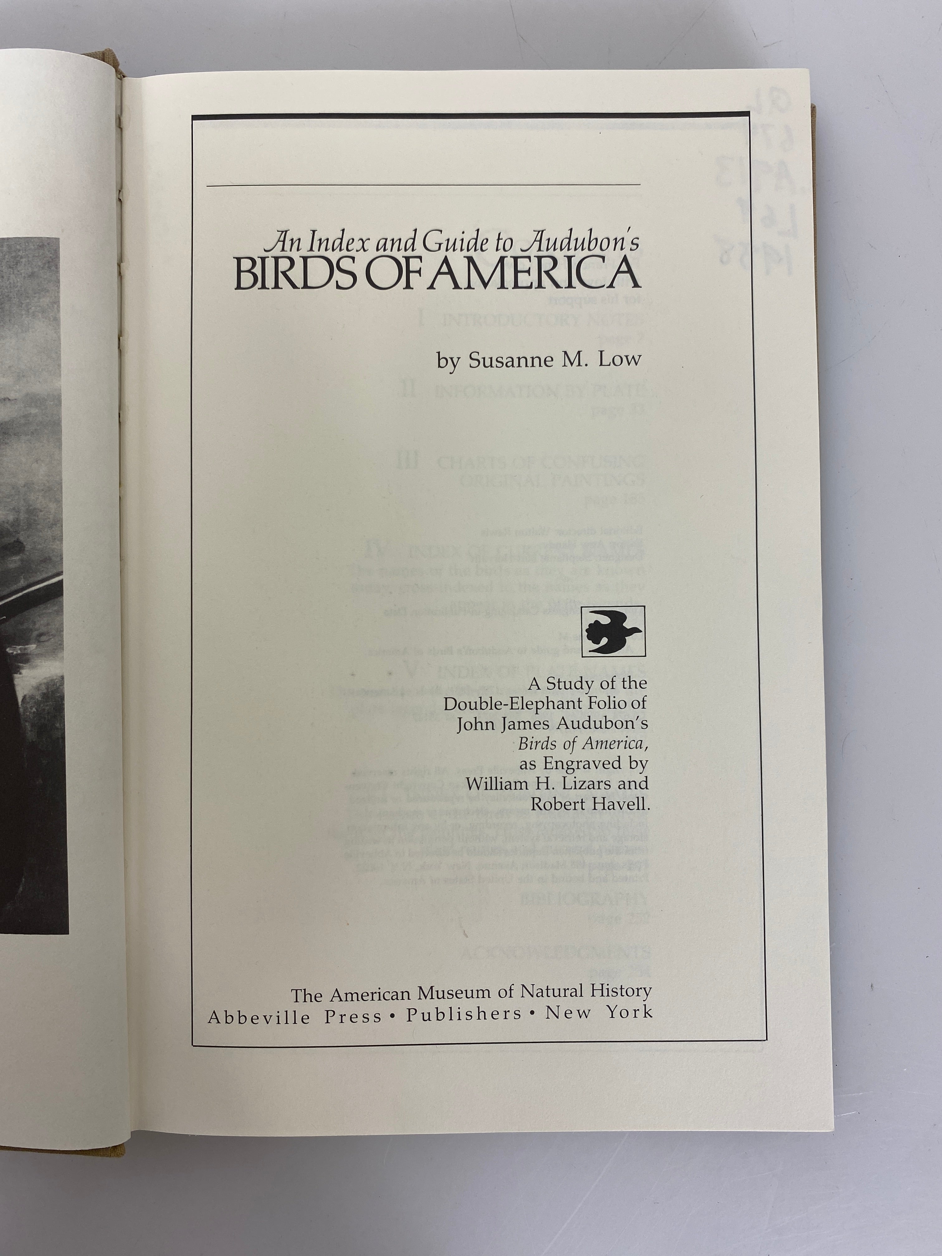 An Index and Guide to Audubon's Birds of America by Low Ex-library 1988 HC