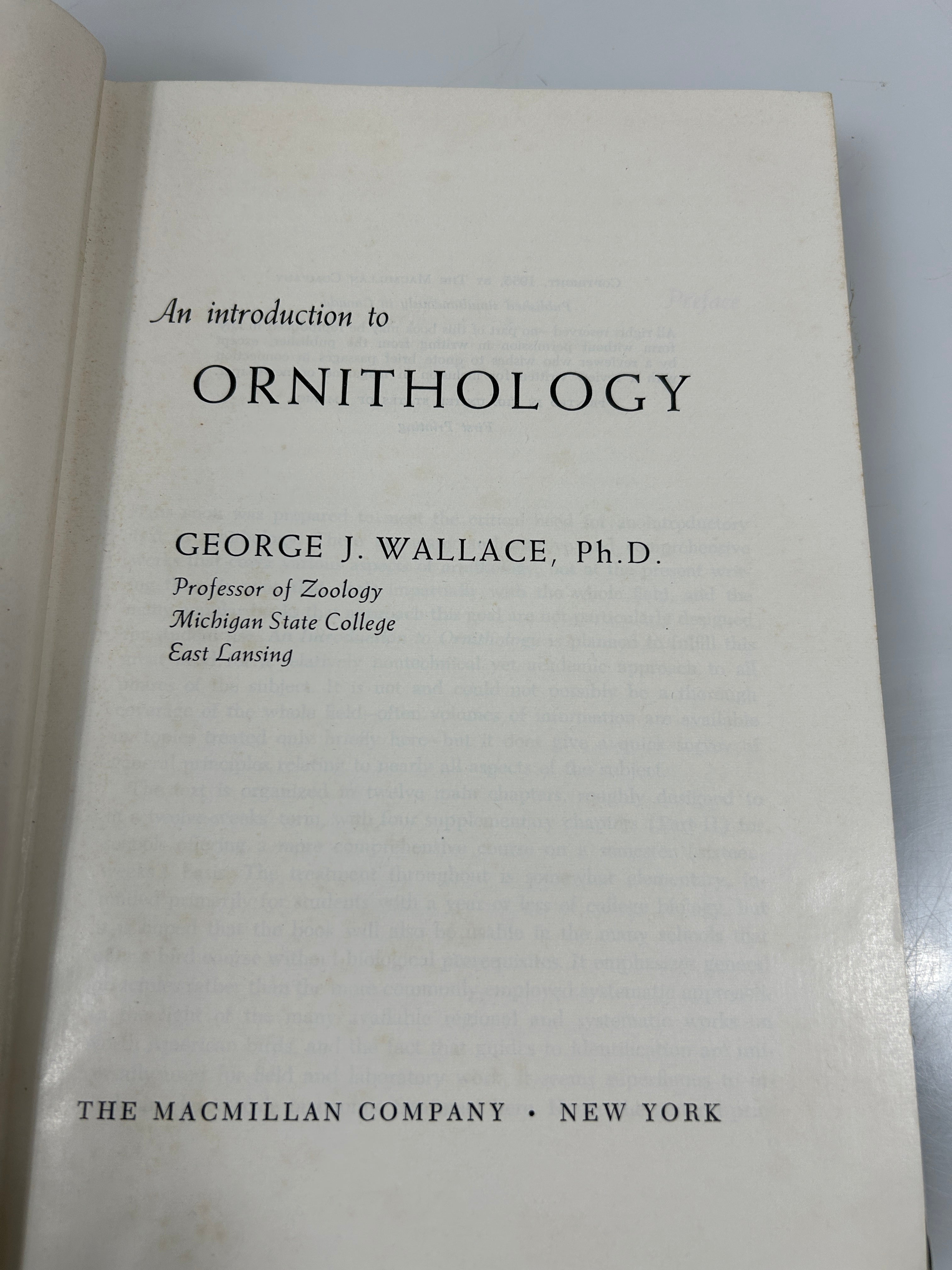 An Introduction to Ornithology by George J Wallace 1955 MacMillan Co HC
