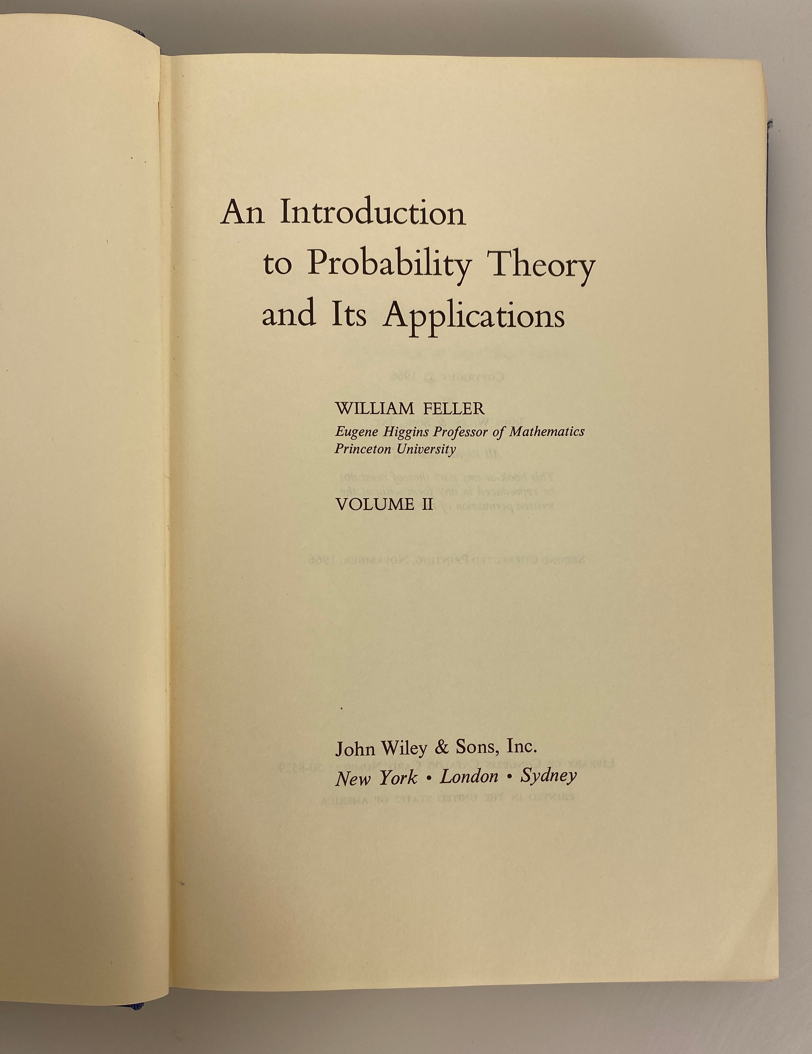 An Introduction to Probability Theory & Its Applications Vol II by Feller 1966