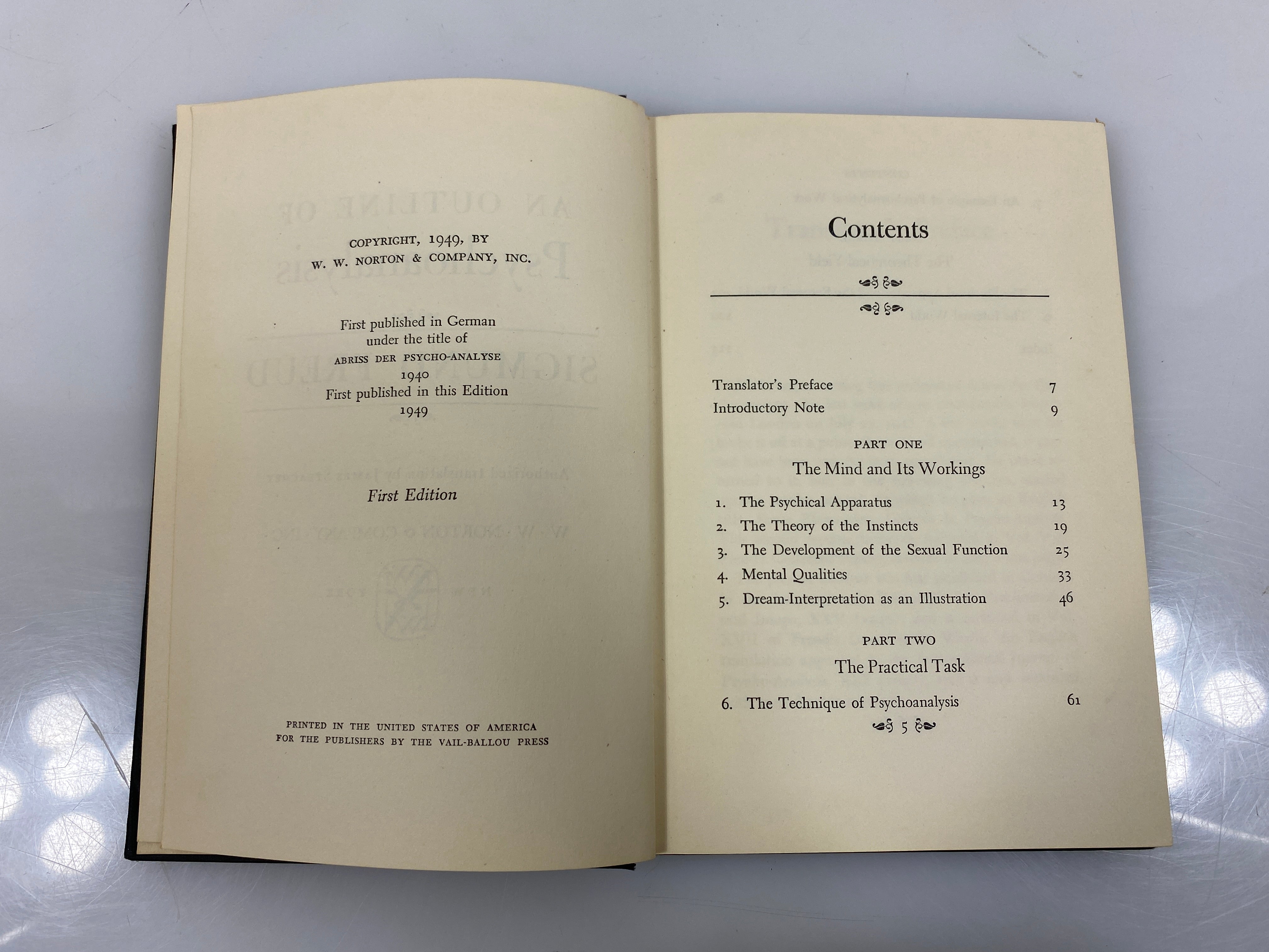 An Outline of Psychoanalysis by Freud 1949 HC