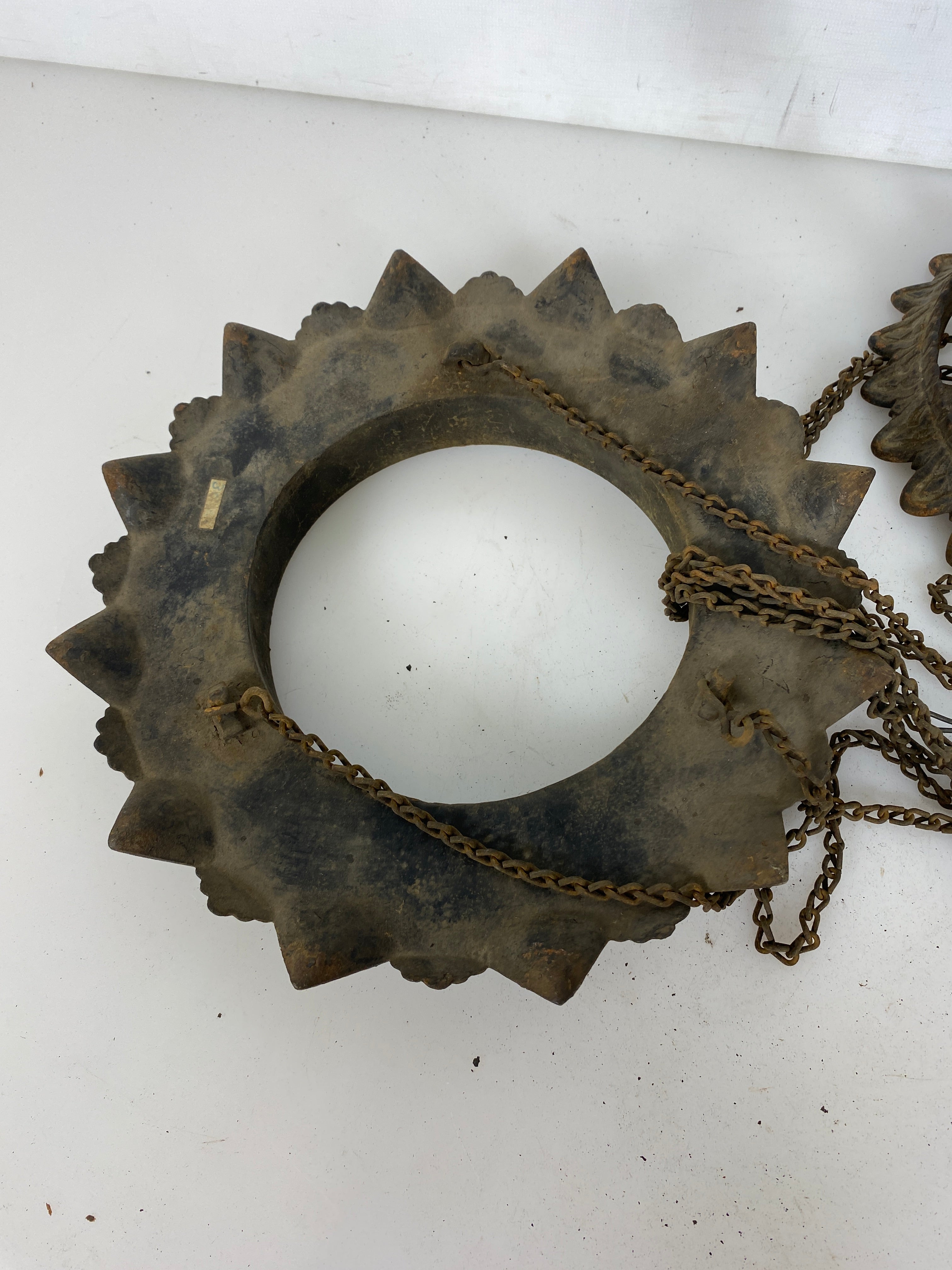 Antique 1800's Bradley & Hubbard Cast Iron Hanging Parlor Oil Lamp #3