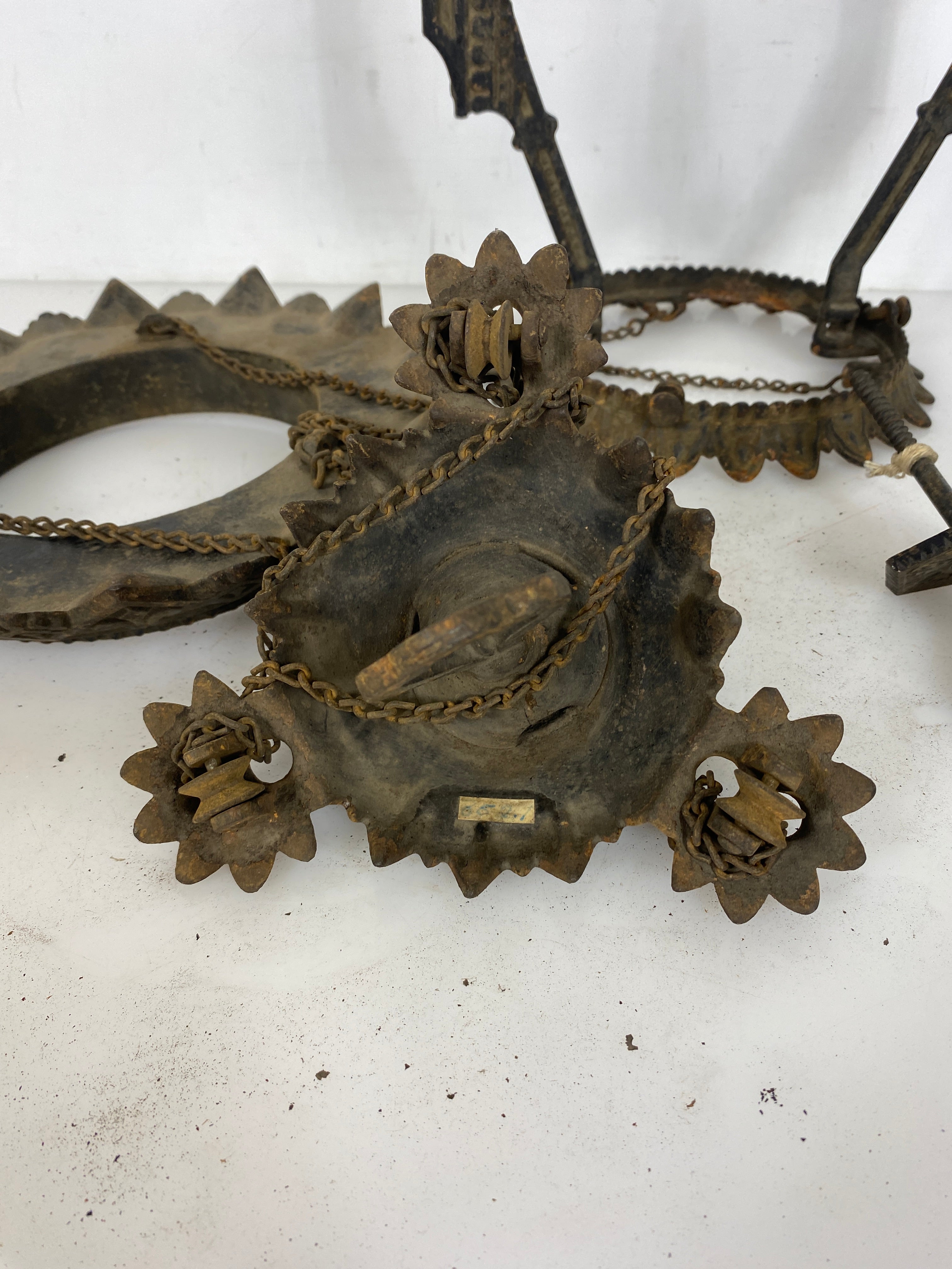 Antique 1800's Bradley & Hubbard Cast Iron Hanging Parlor Oil Lamp #3