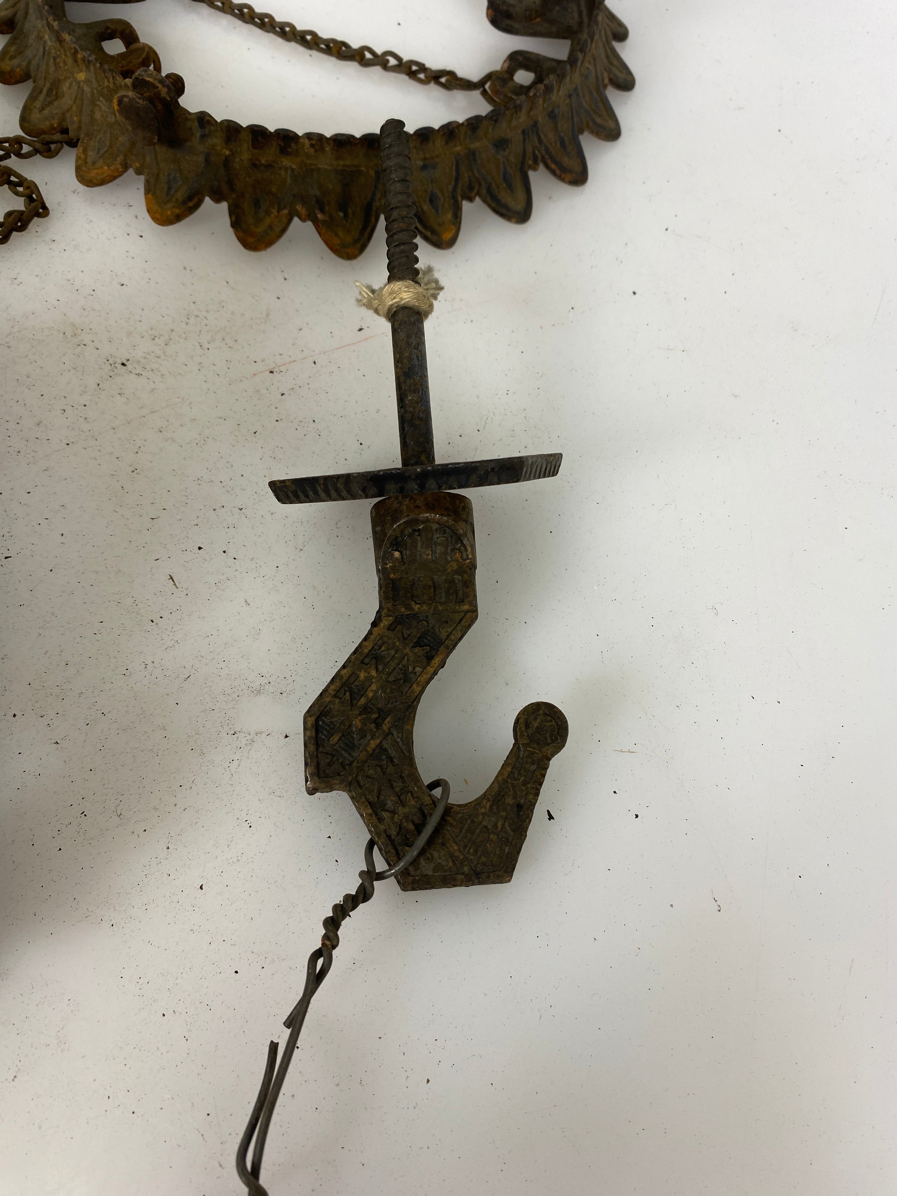 Antique 1800's Bradley & Hubbard Cast Iron Hanging Parlor Oil Lamp #3