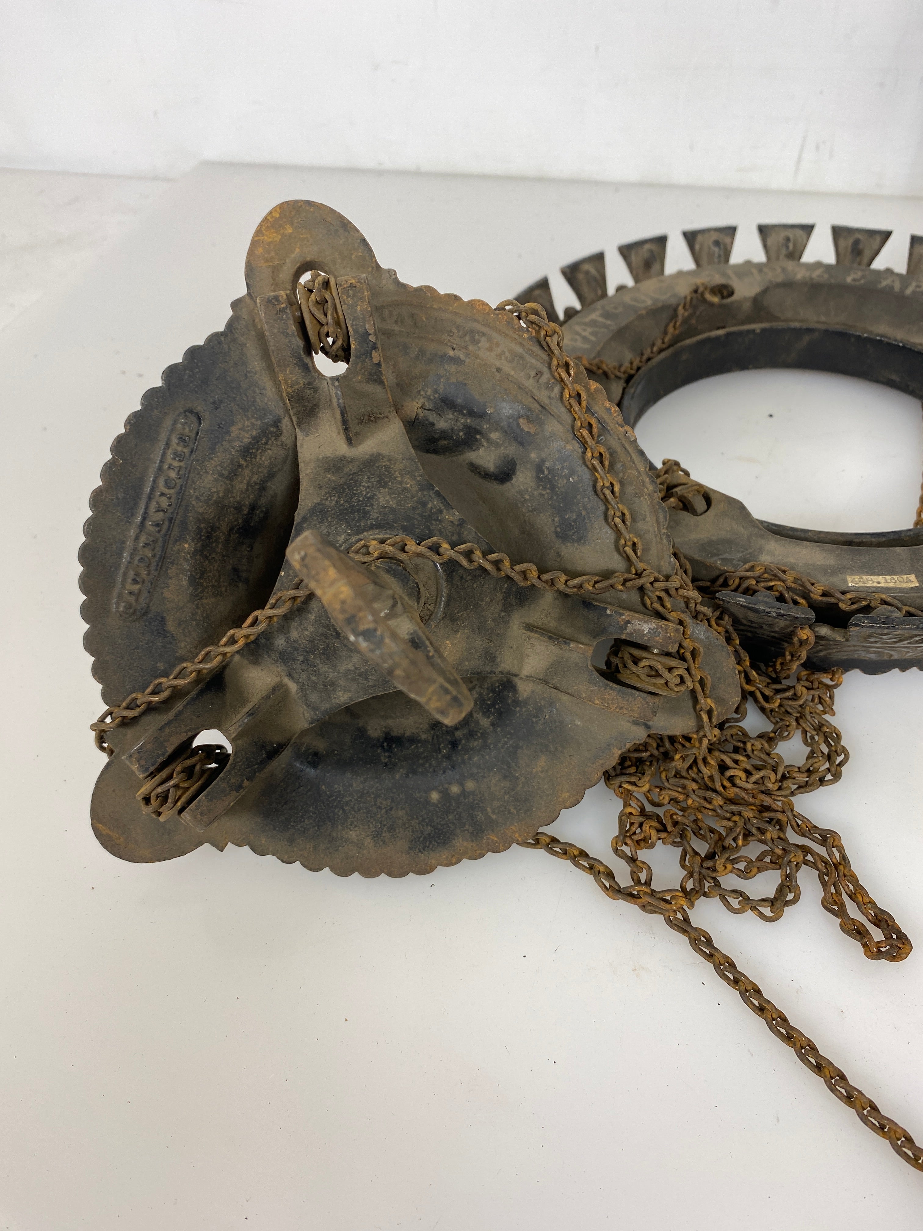 Antique 1800's Bradley & Hubbard Cast Iron Hanging Parlor Oil Lamp