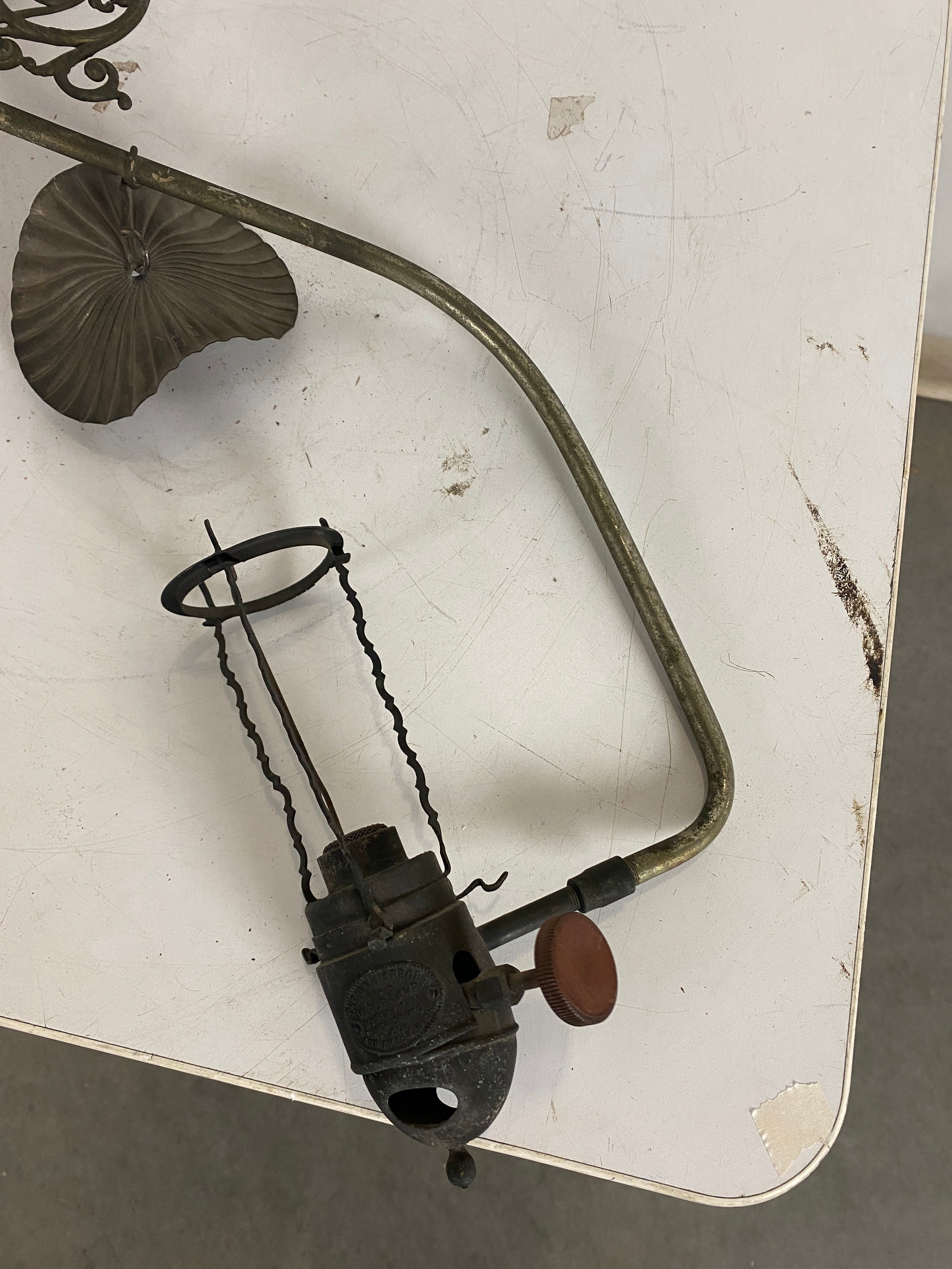 Antique 18th Century Brass Oil Lamp with No Glass