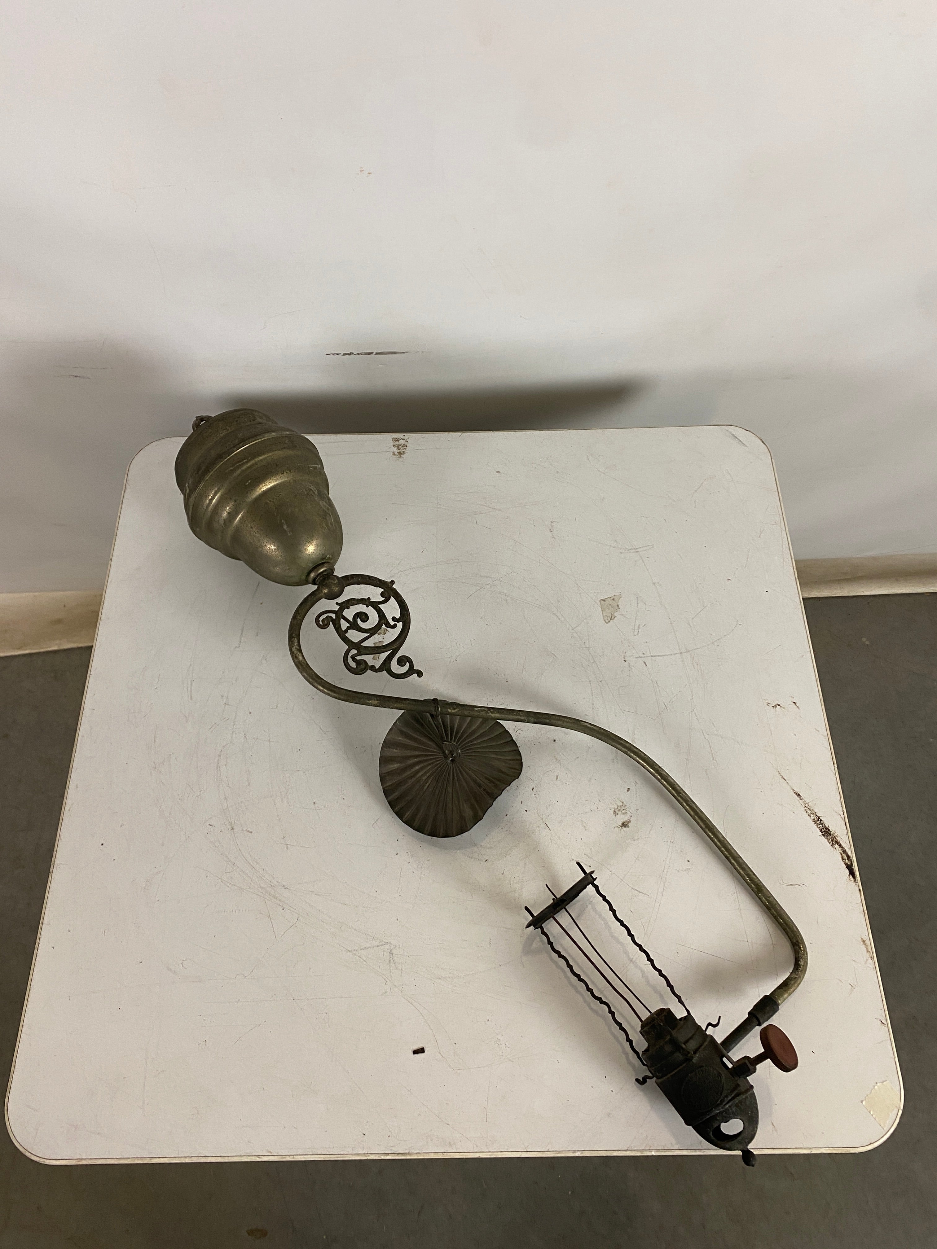 Antique 18th Century Brass Oil Lamp with No Glass