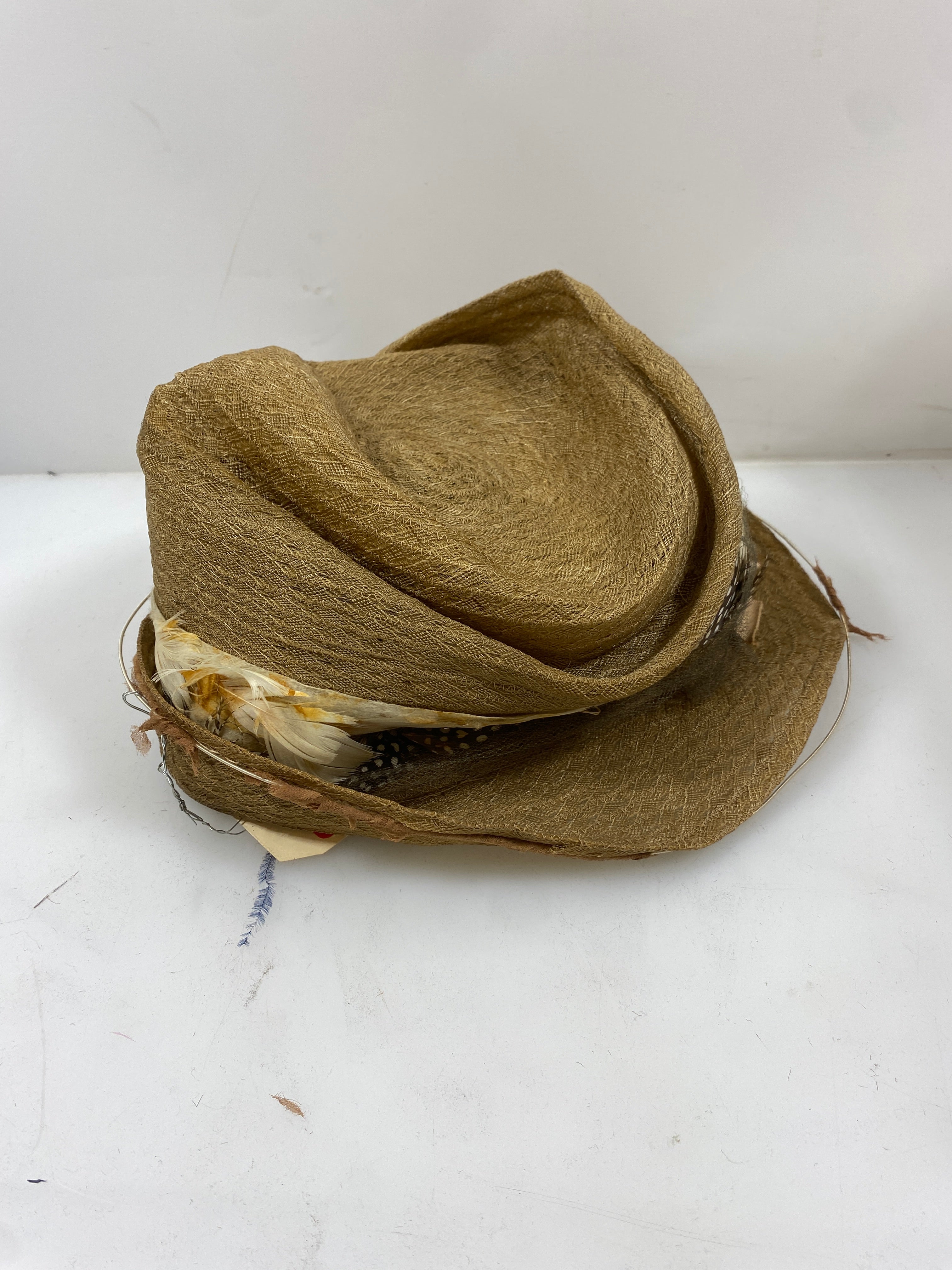 Antique 1920s Le Ciel Hat with Feathered Band
