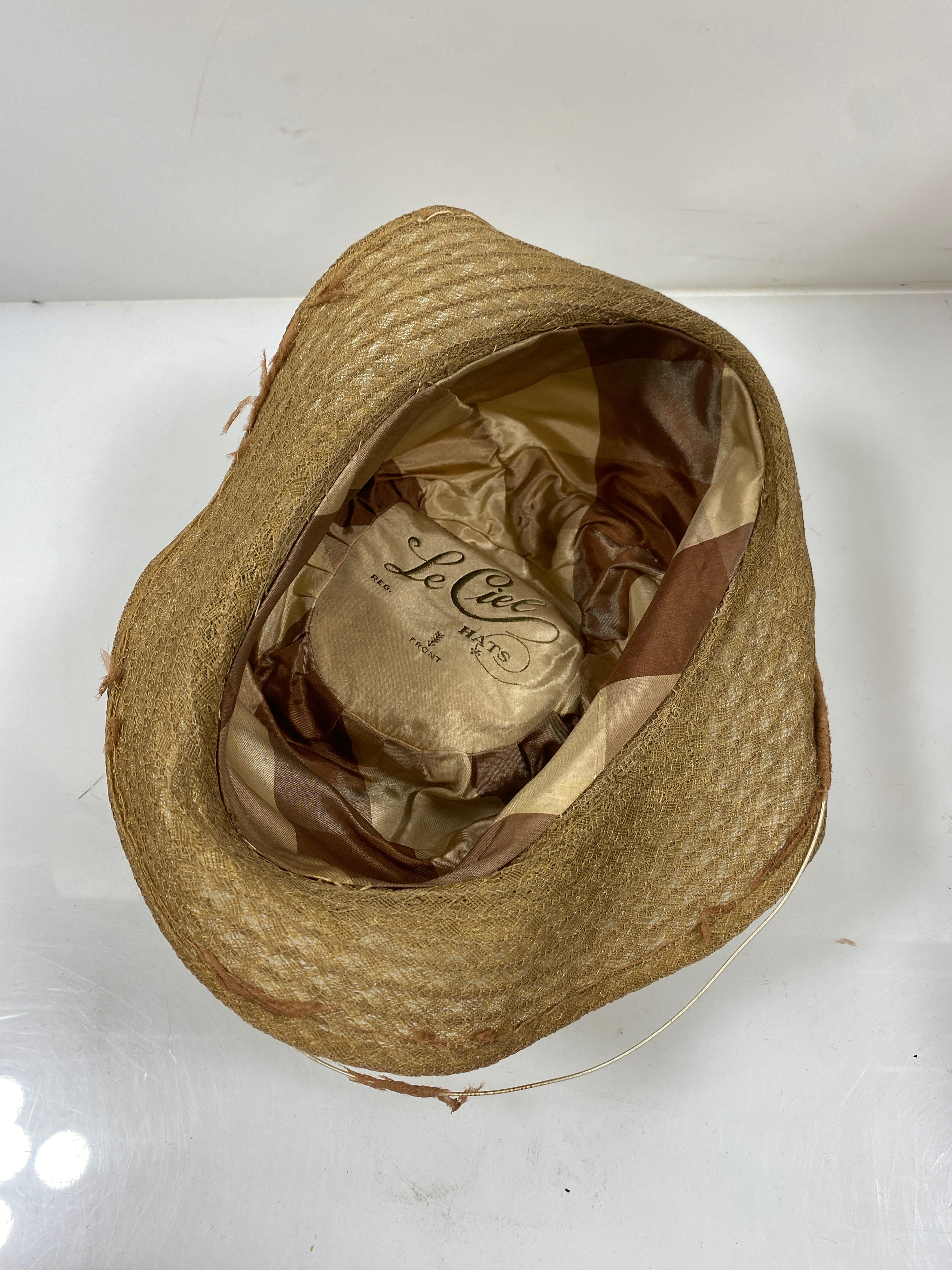 Antique 1920s Le Ciel Hat with Feathered Band