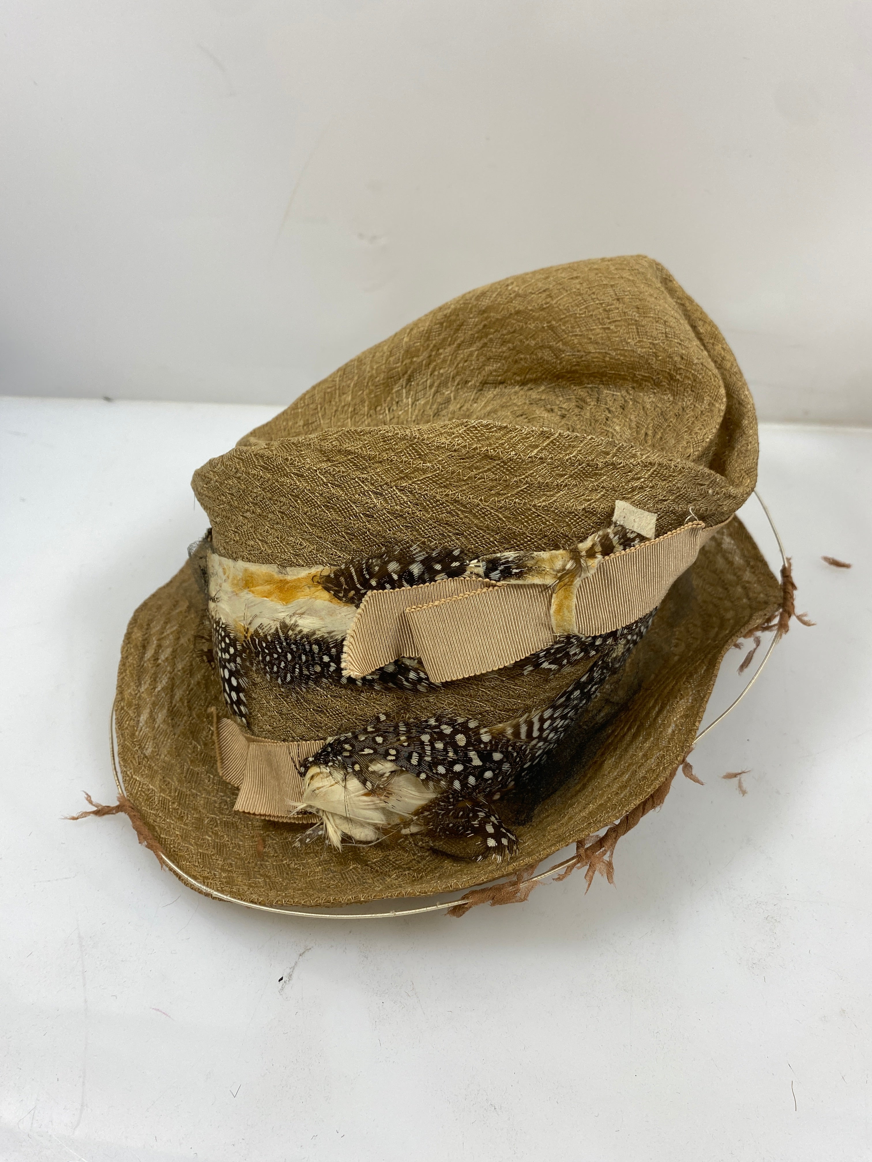 Antique 1920s Le Ciel Hat with Feathered Band