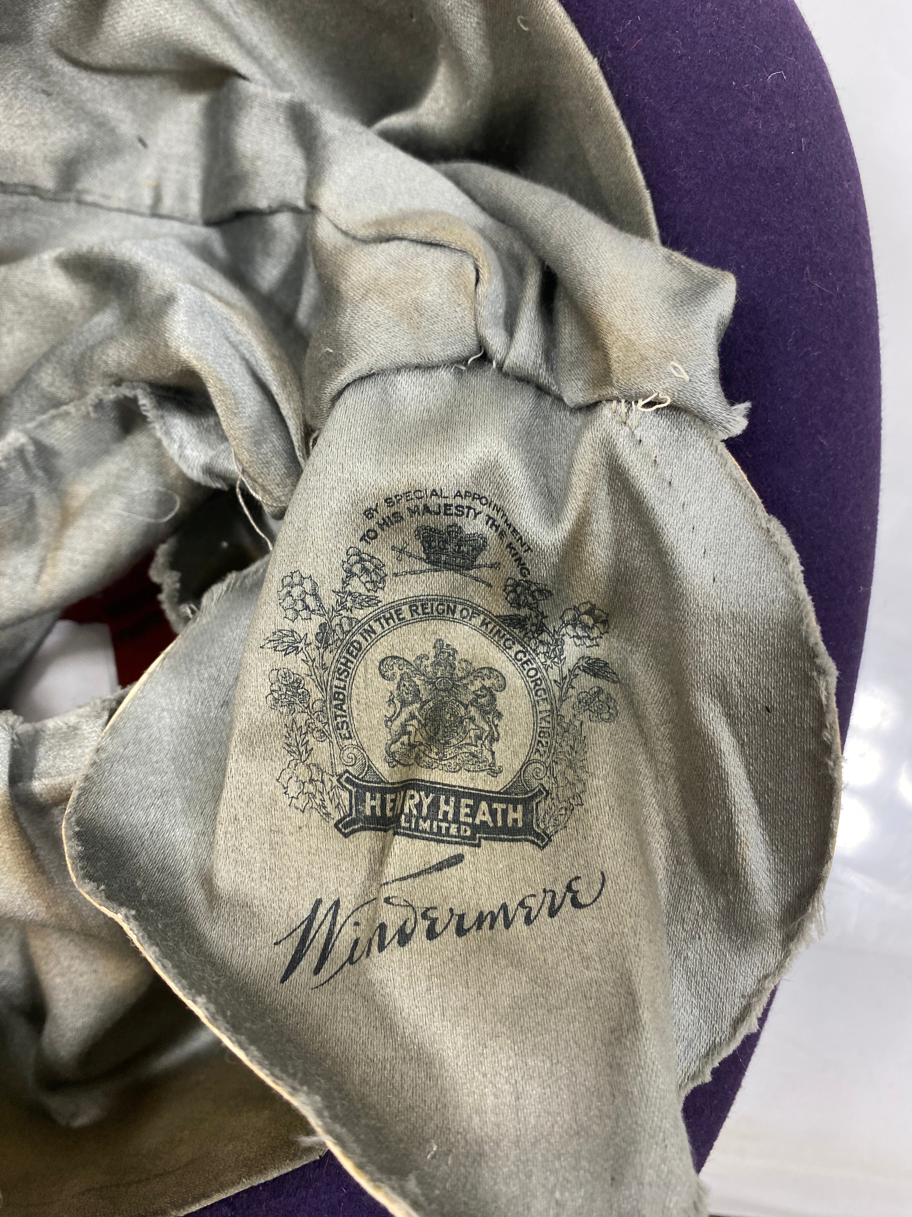 Antique 1920s Purple Wool Felt Henry Heath Windermere Hat