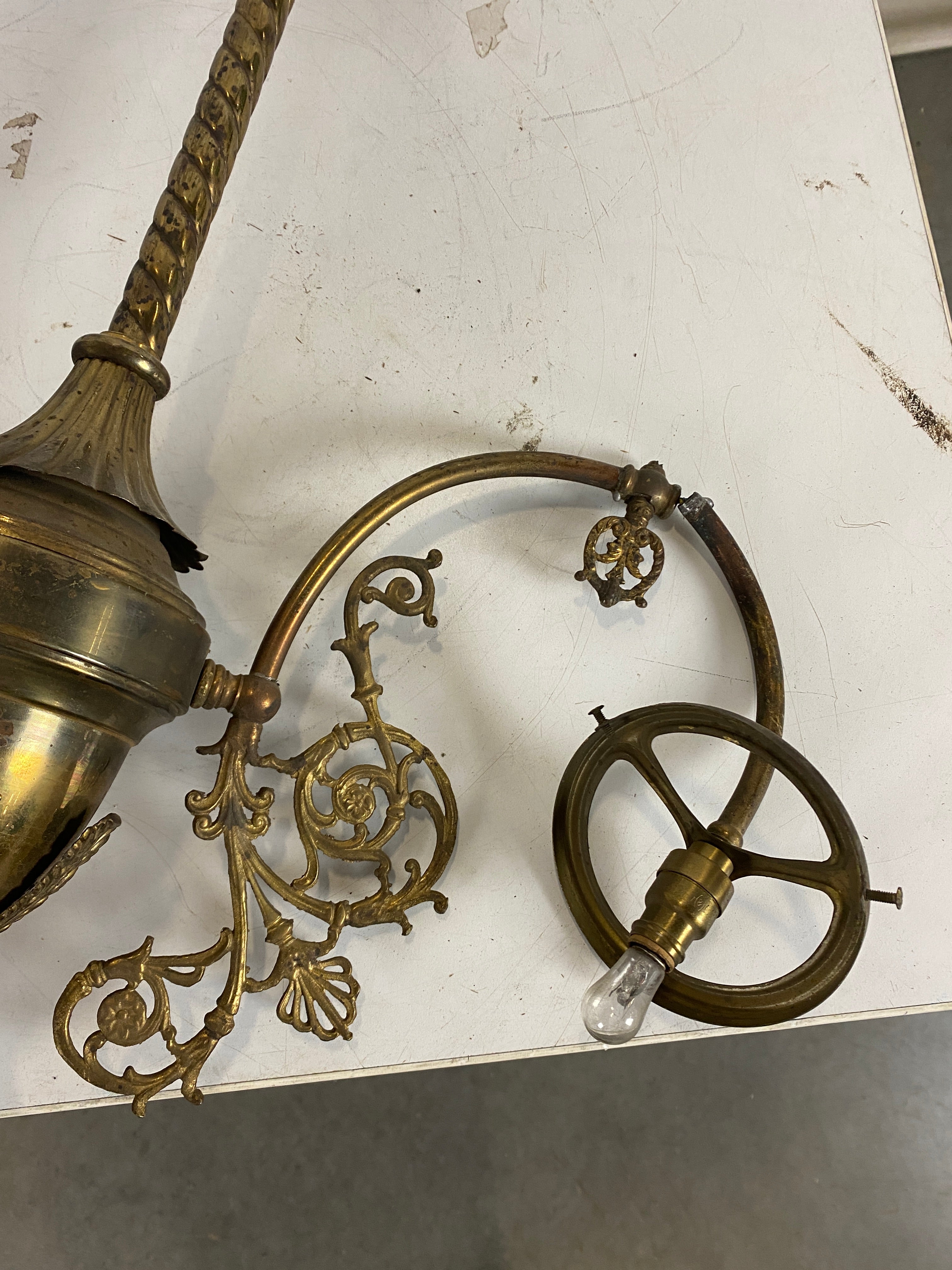 Antique Brass Gas Light Fixture Parts Only