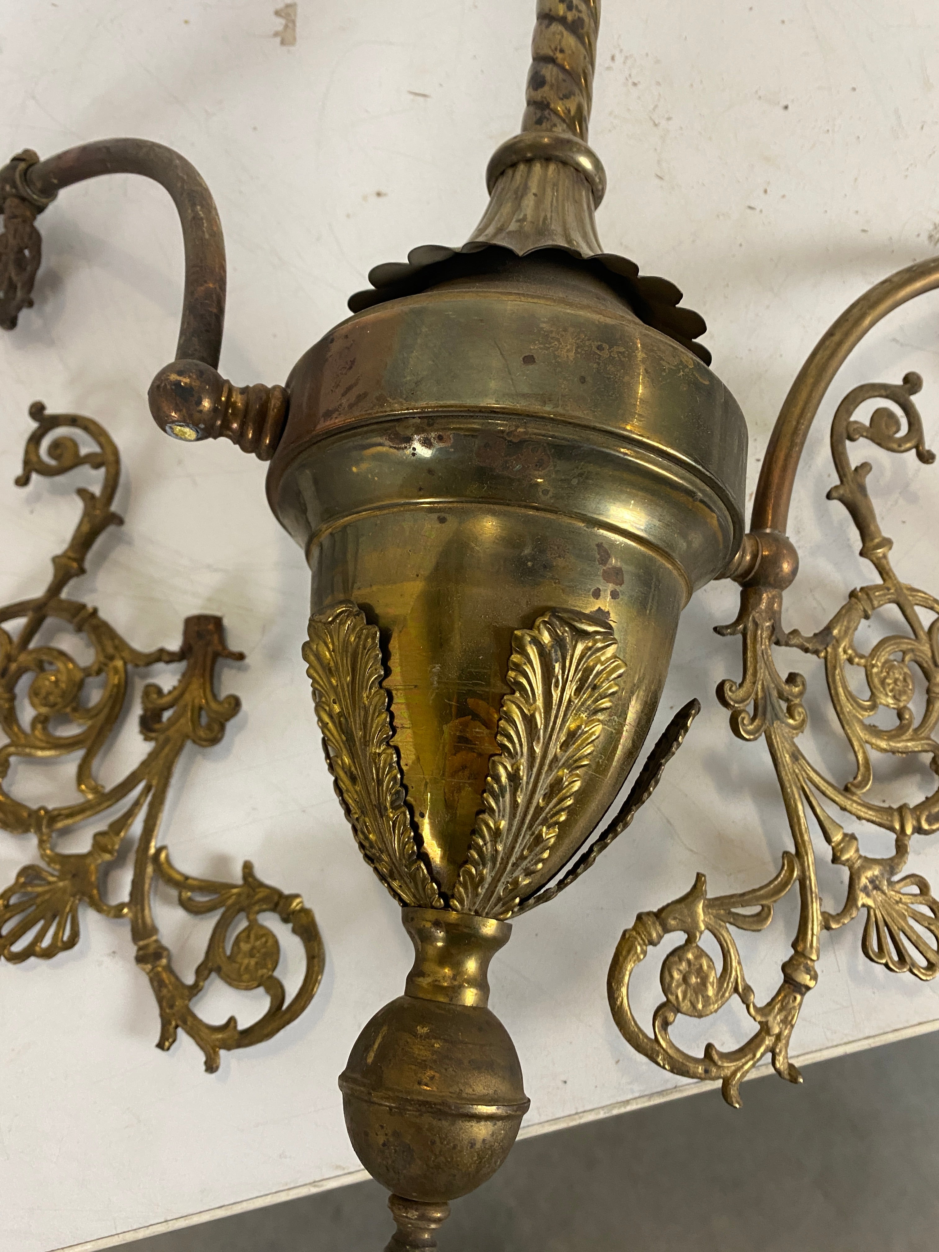Antique Brass Gas Light Fixture Parts Only