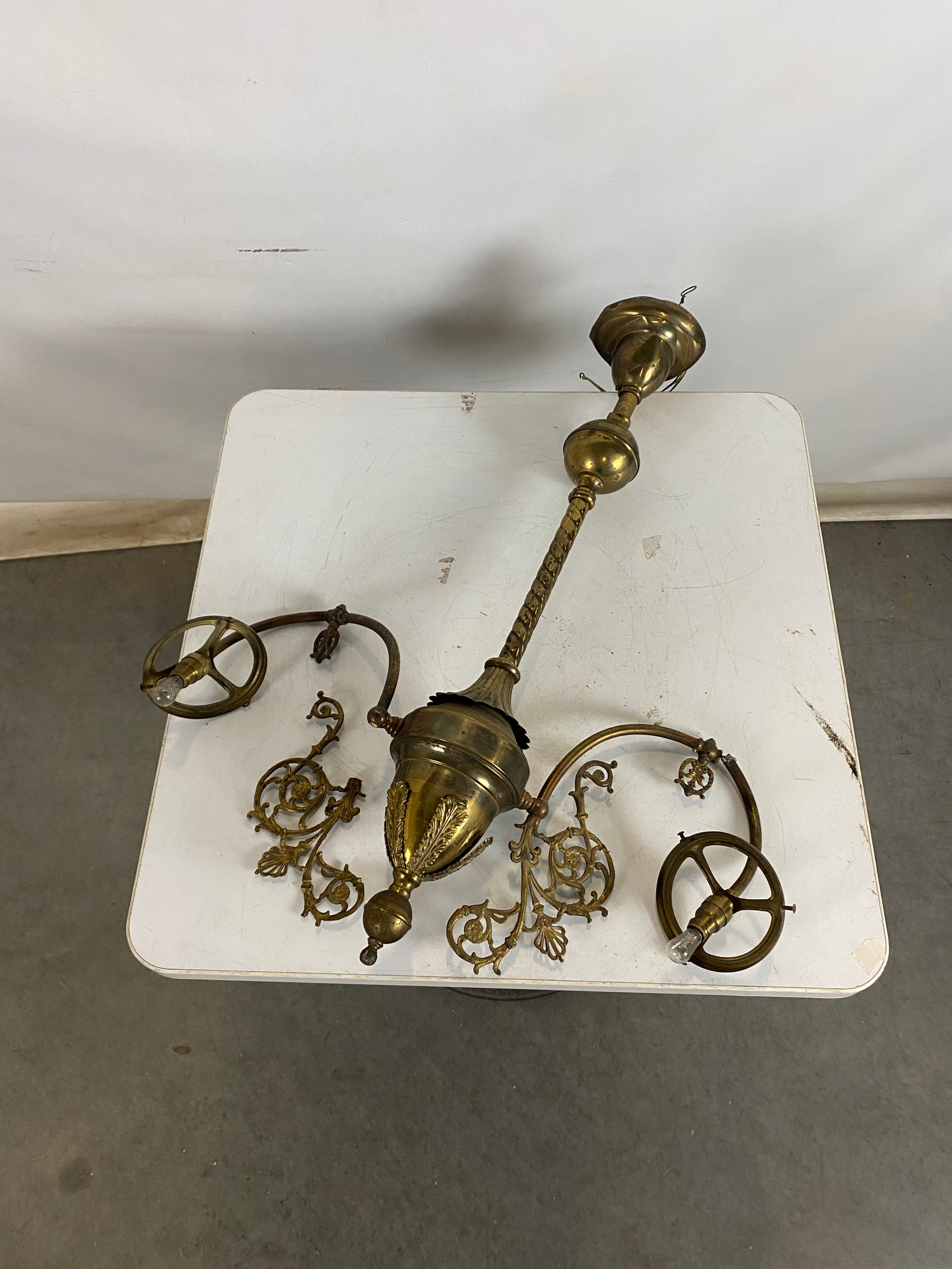 Antique Brass Gas Light Fixture Parts Only