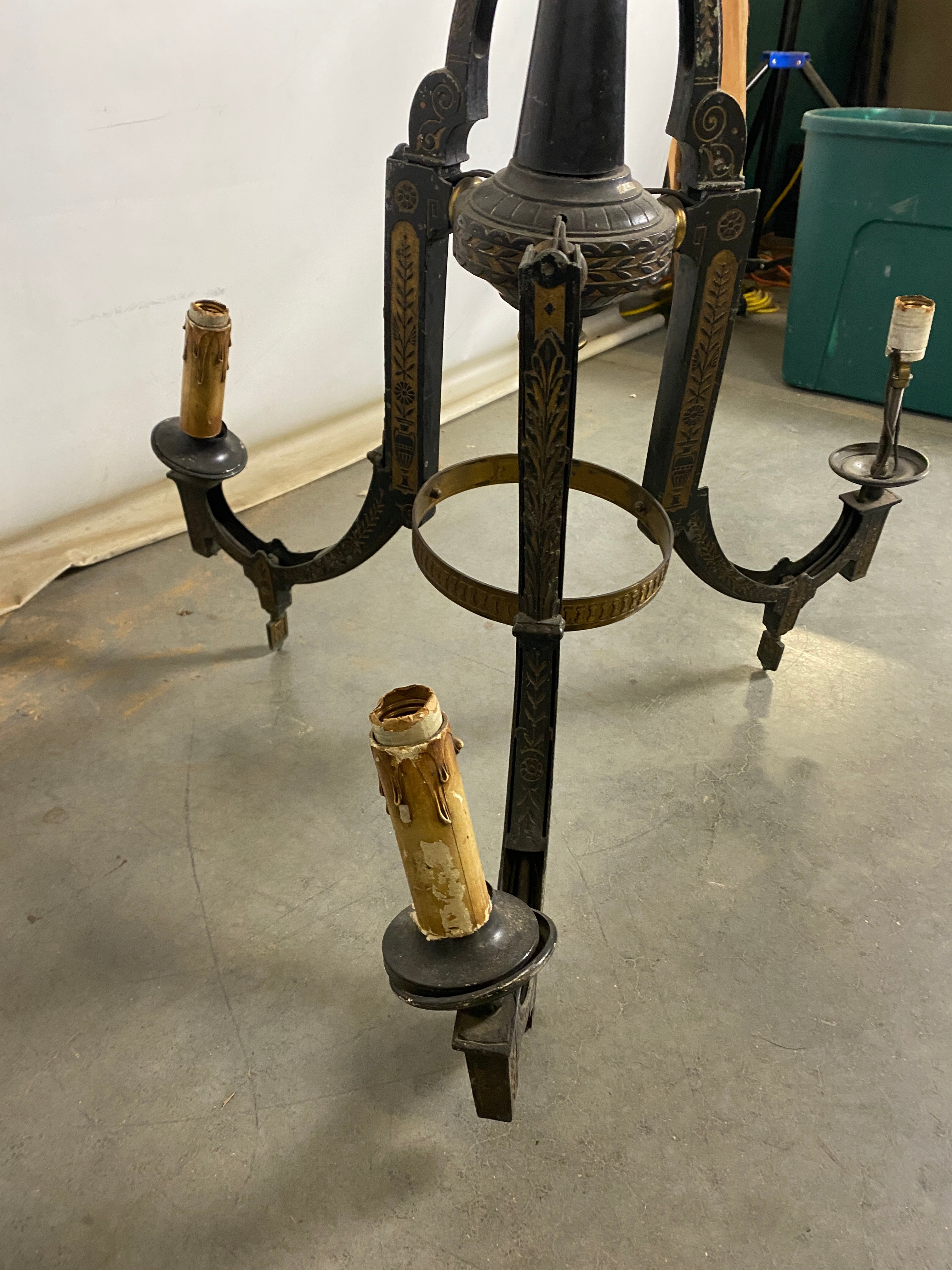 Antique Gold and Black Electric Chandelier