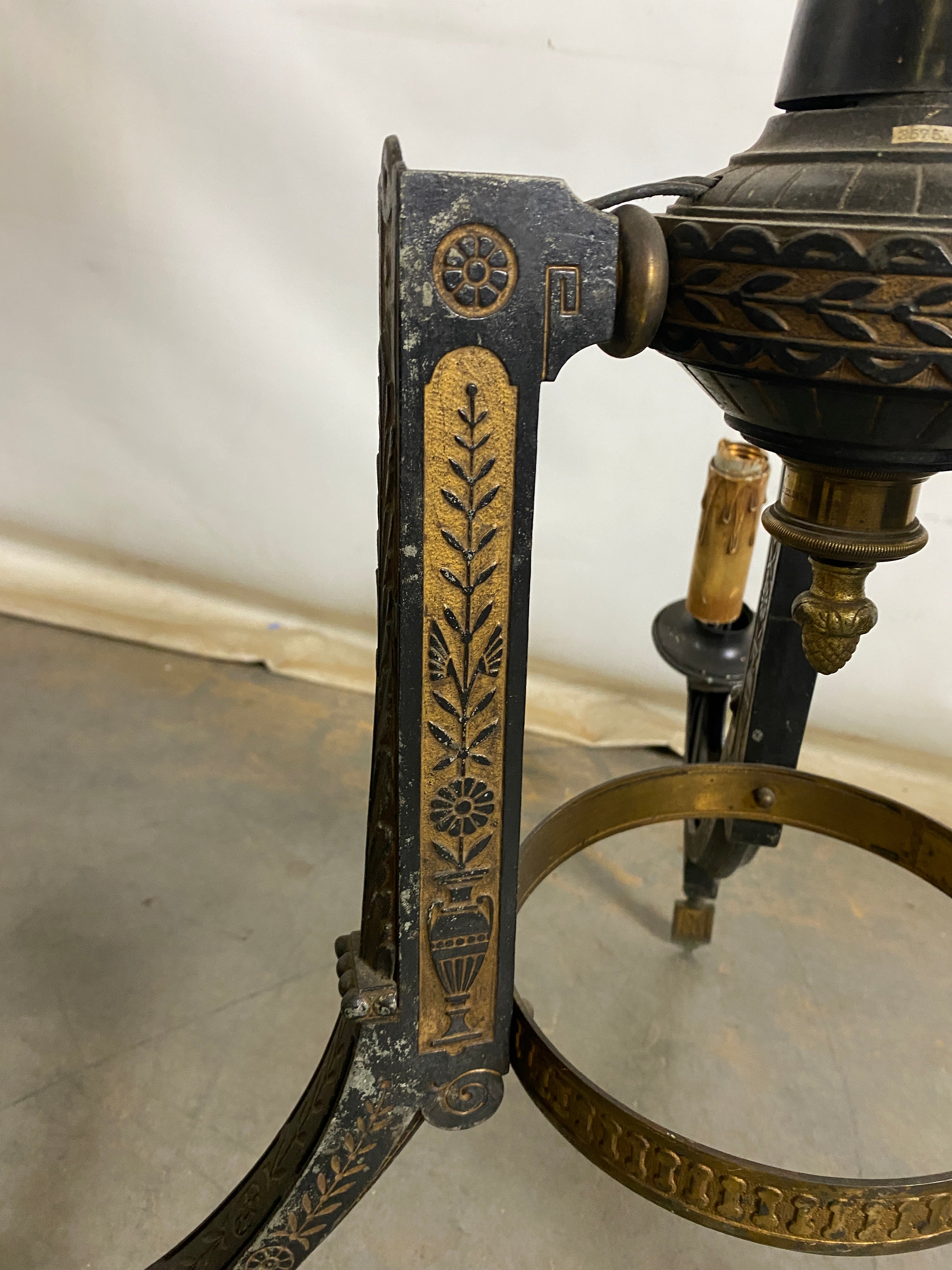 Antique Gold and Black Electric Chandelier
