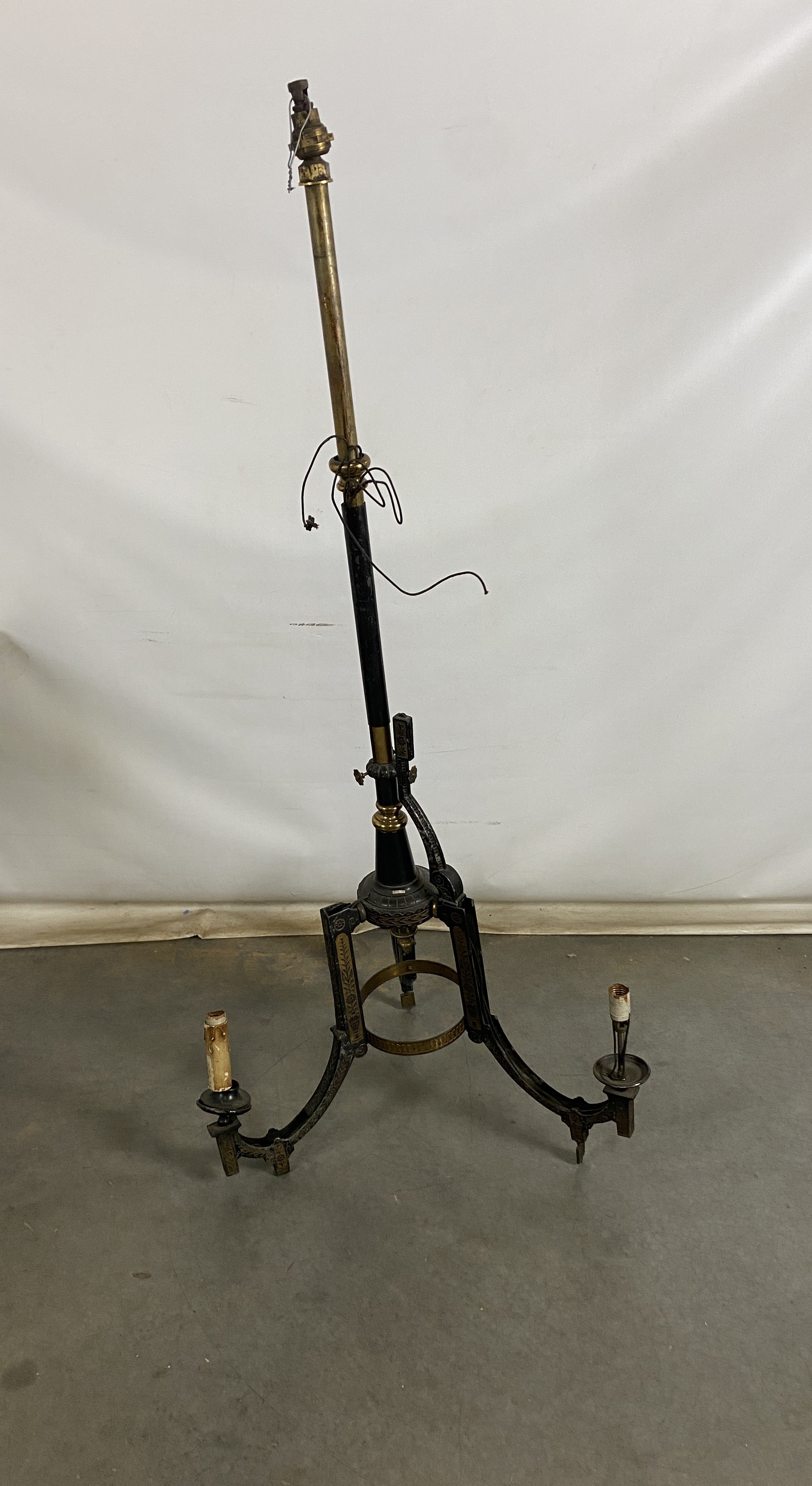 Antique Gold and Black Electric Chandelier