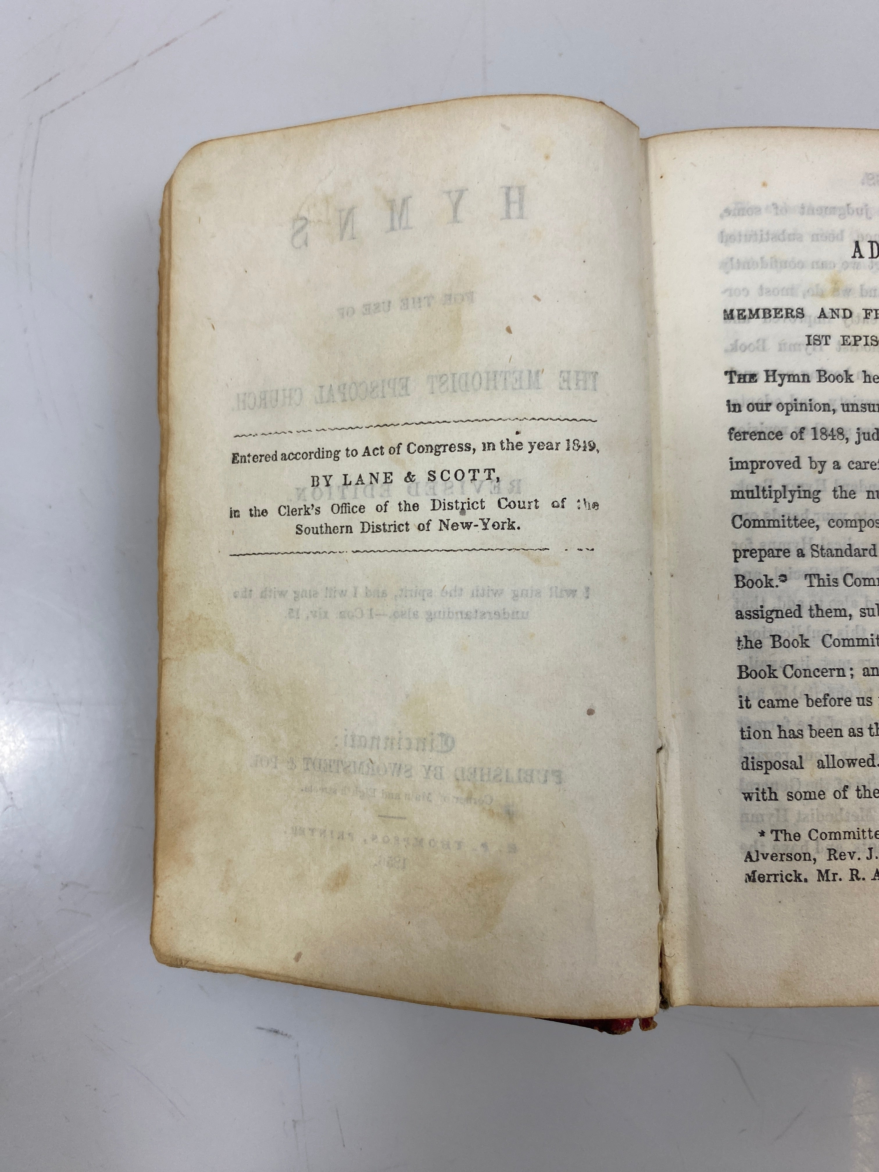 Antique Hymns for the Use of The Methodist Episcopal Church 1856 HC Slipcase