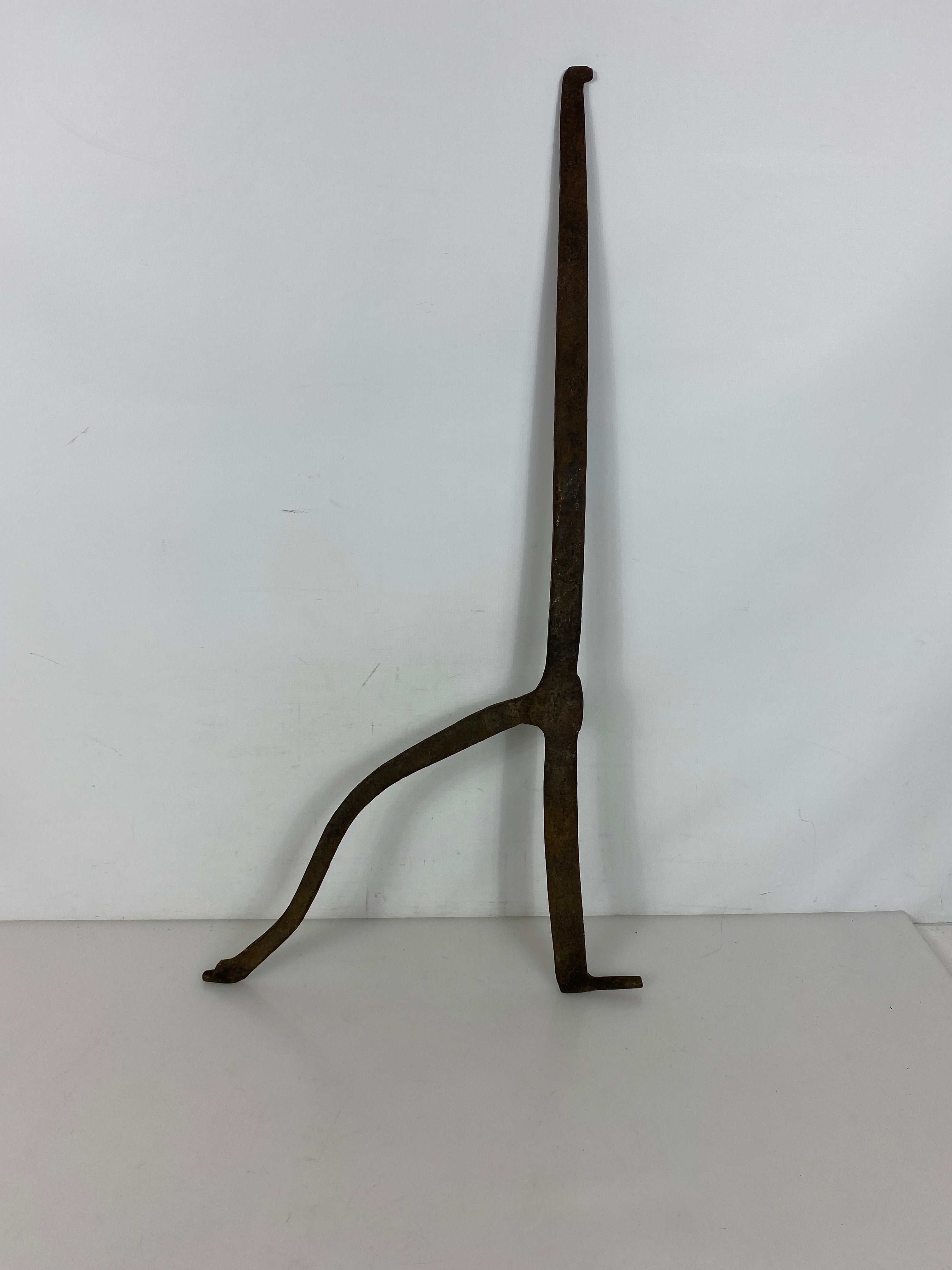 Antique Iron Fireplace Forked Crane