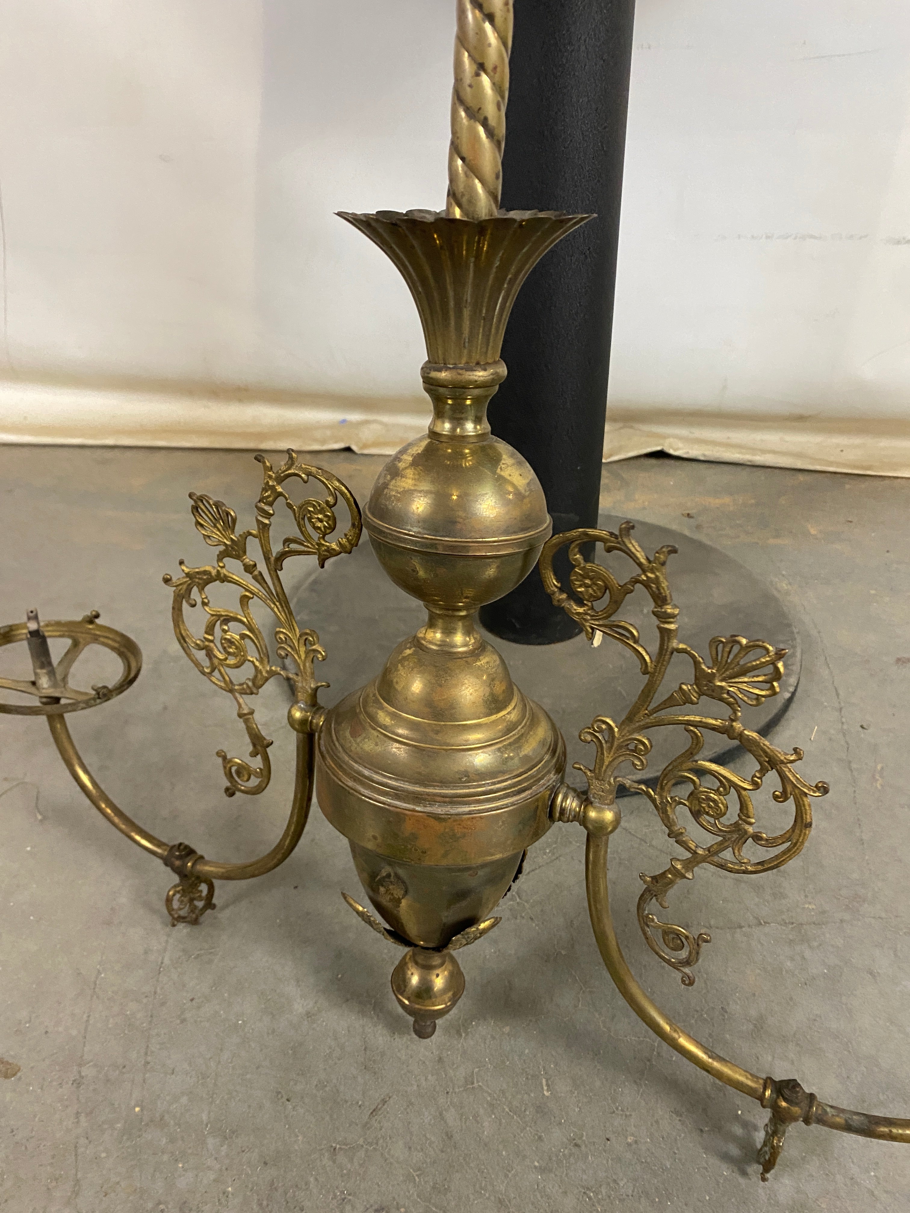 Antique Kurtz Farmhouse Brass Gas Light Fixture