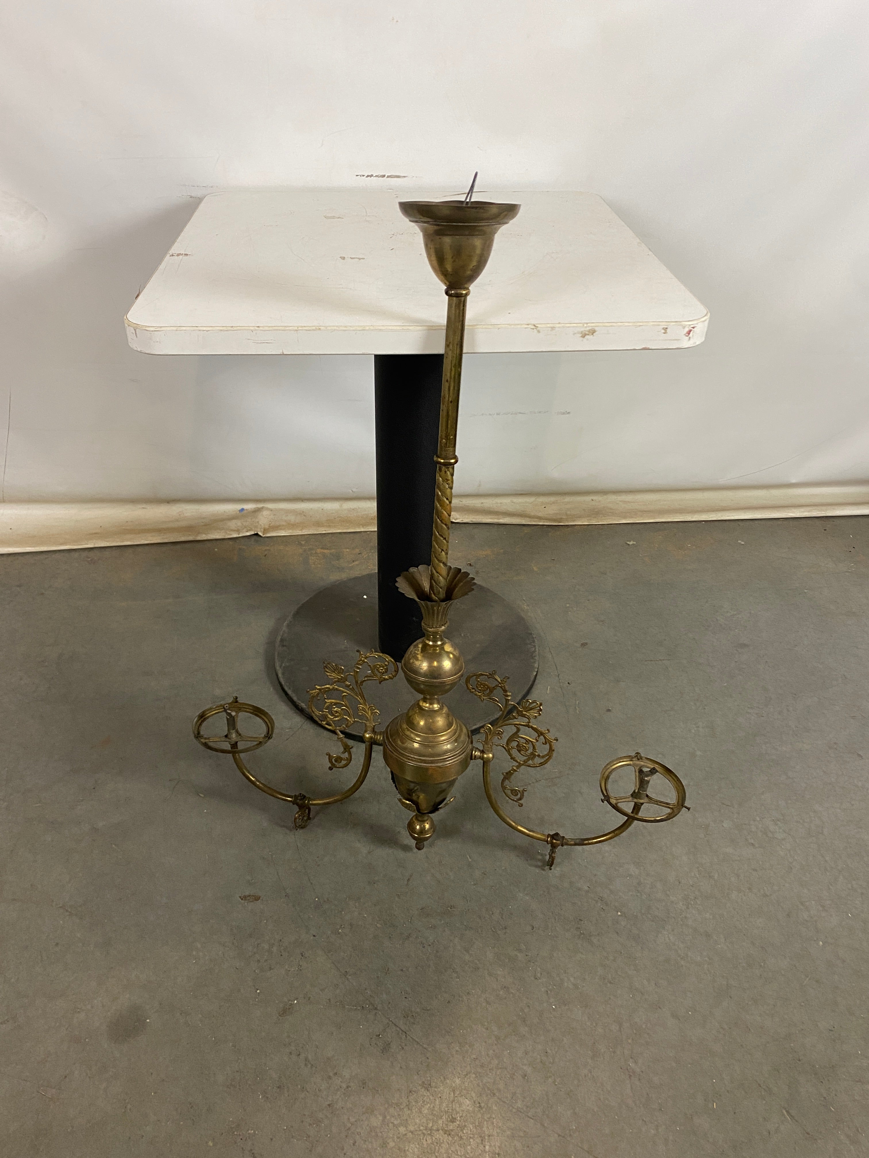 Antique Kurtz Farmhouse Brass Gas Light Fixture