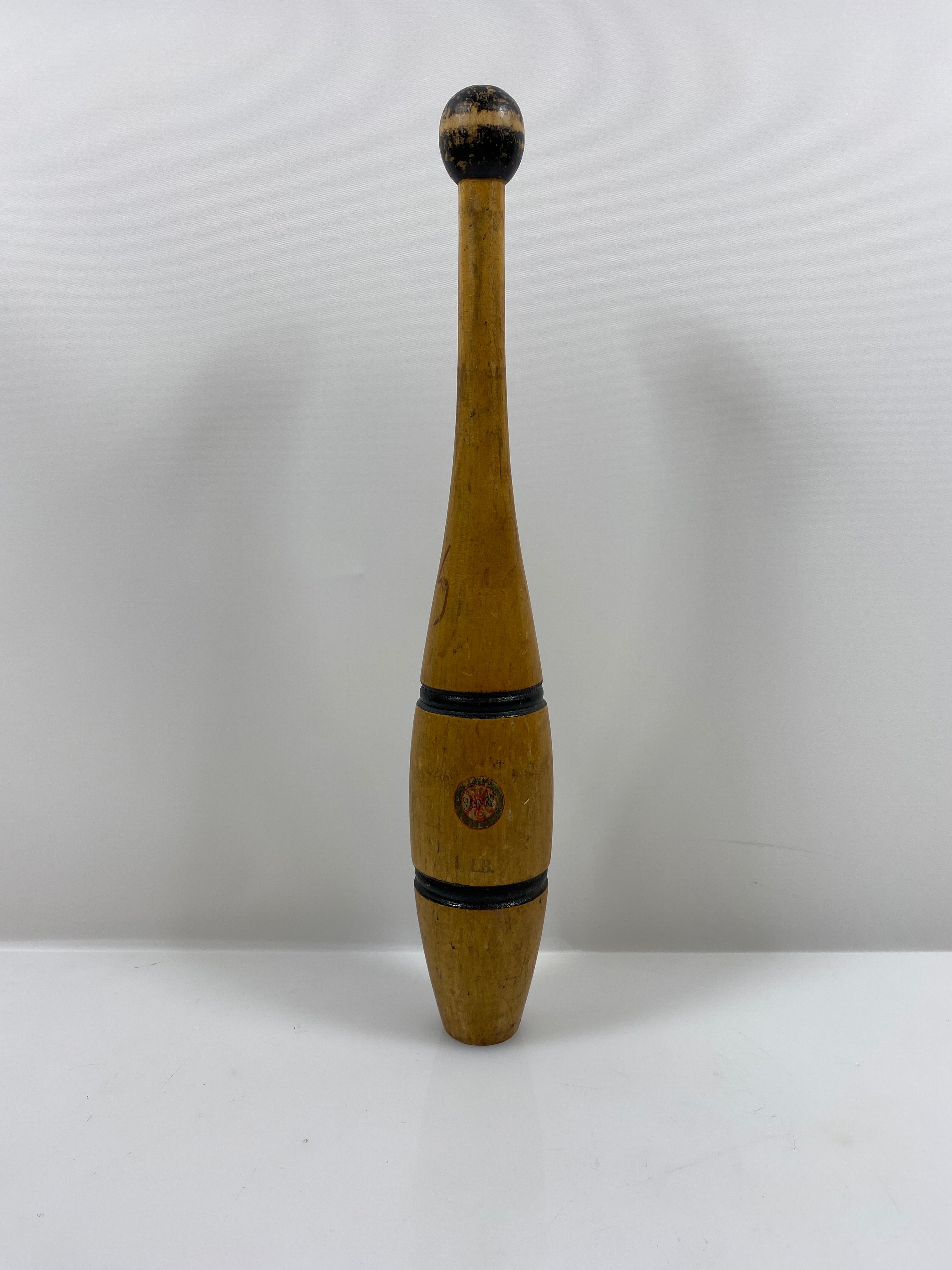 Antique Narragansett Machine Co 1 LB Wooden Juggling Pin 16.5"