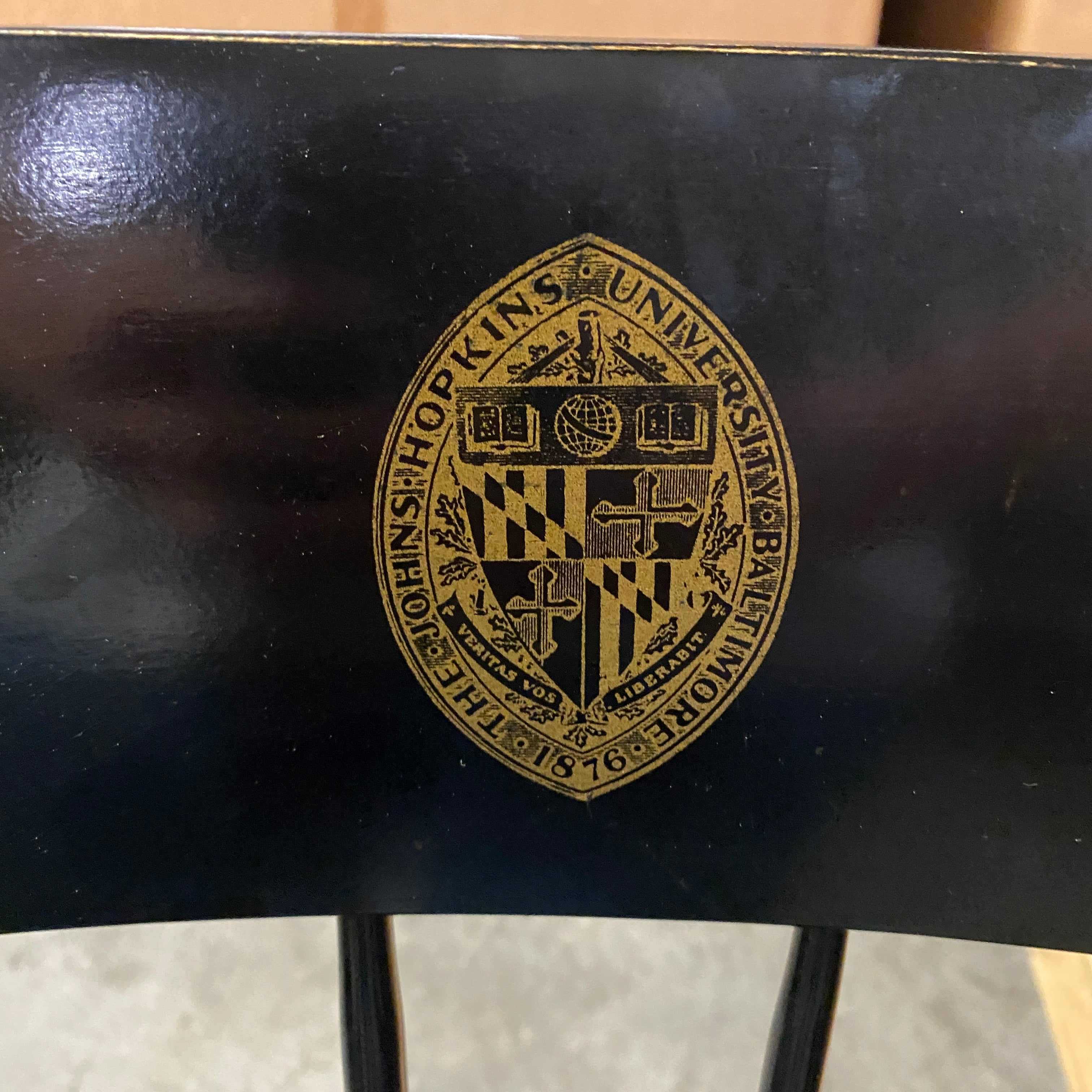Antique Nichols & Stone Co John's Hopkins Wooden Graduation Chair