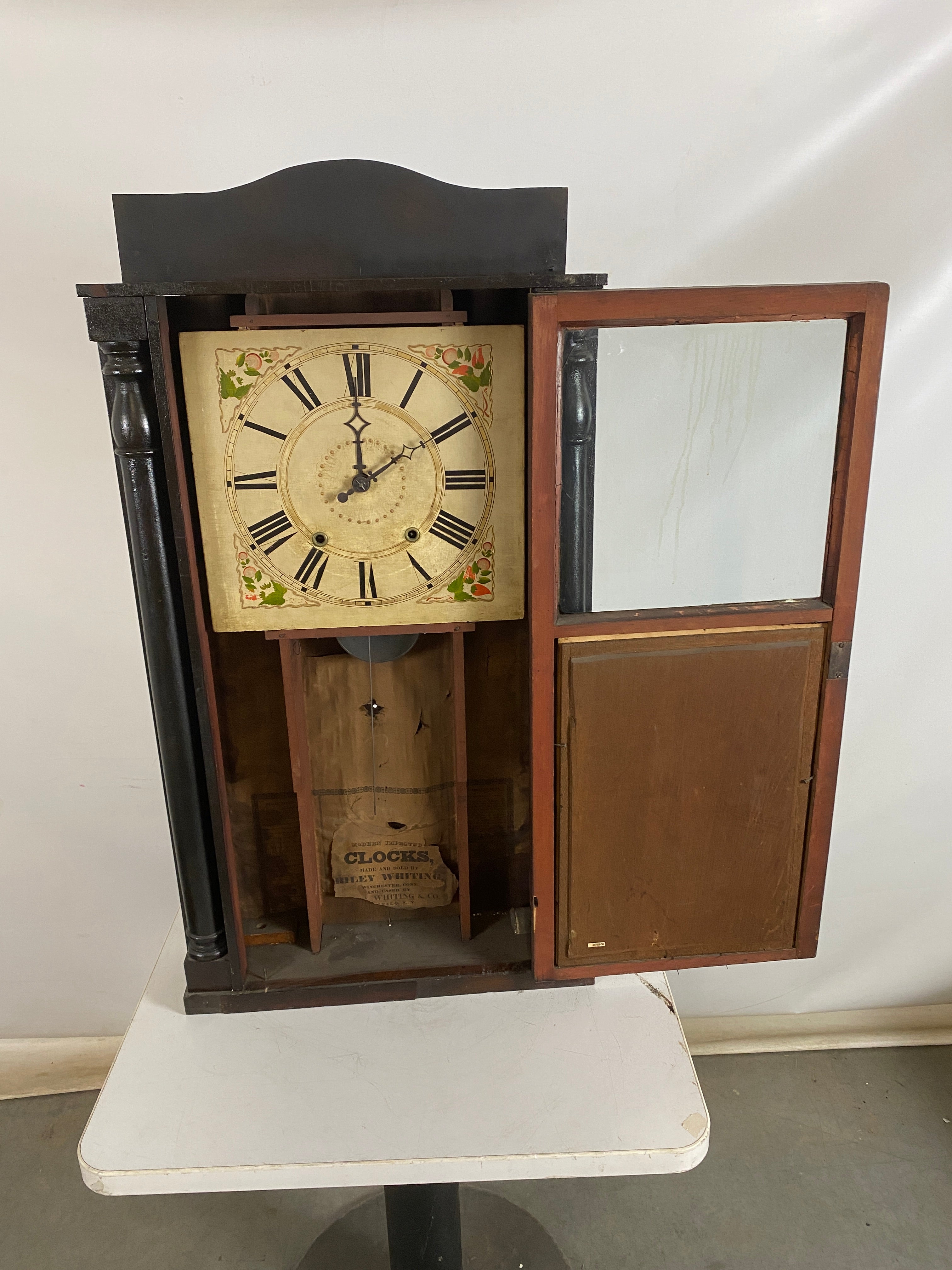 Antique Riley Whiting Column Clock *Cracked Glass*