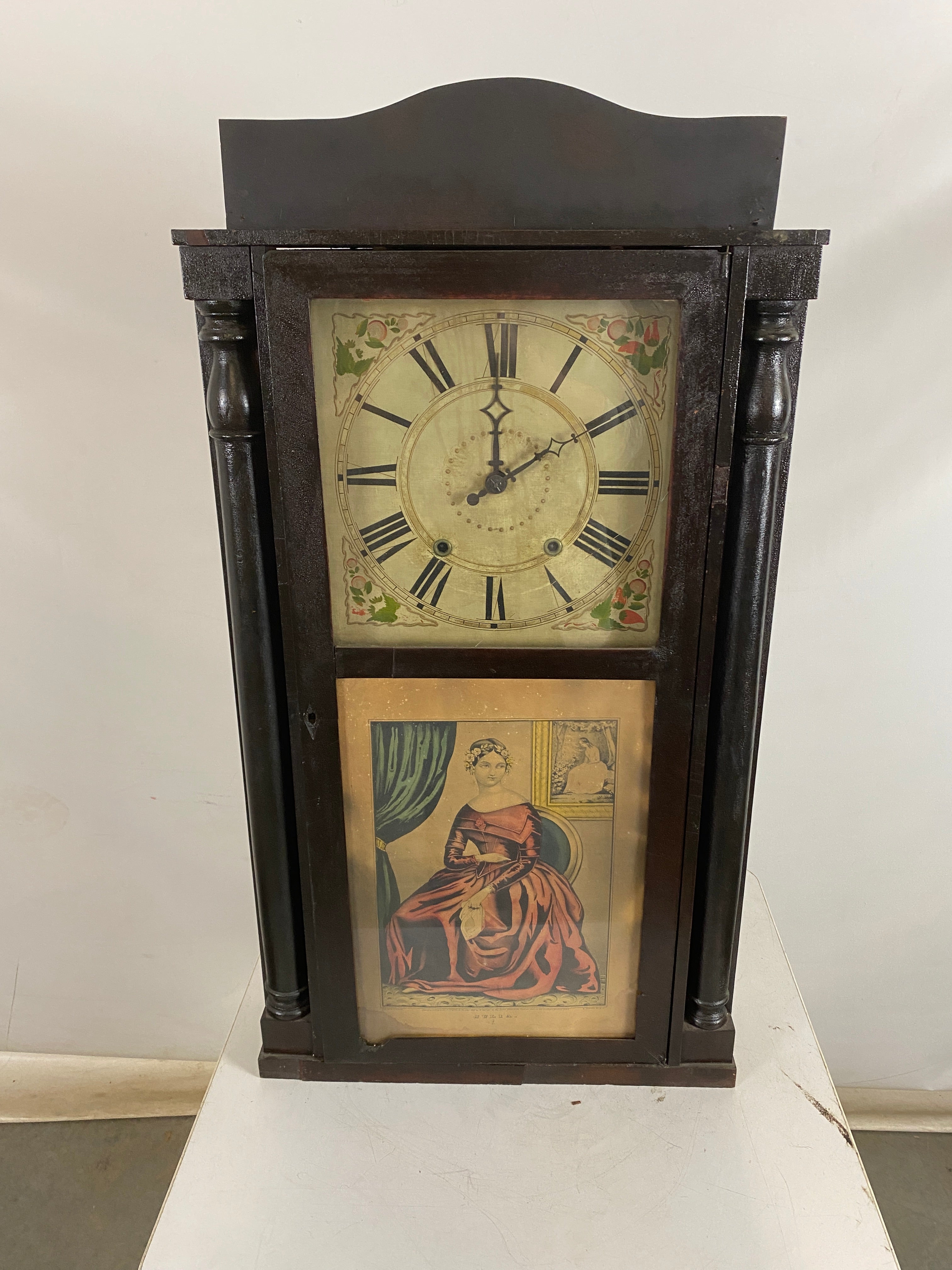 Antique Riley Whiting Column Clock *Cracked Glass*