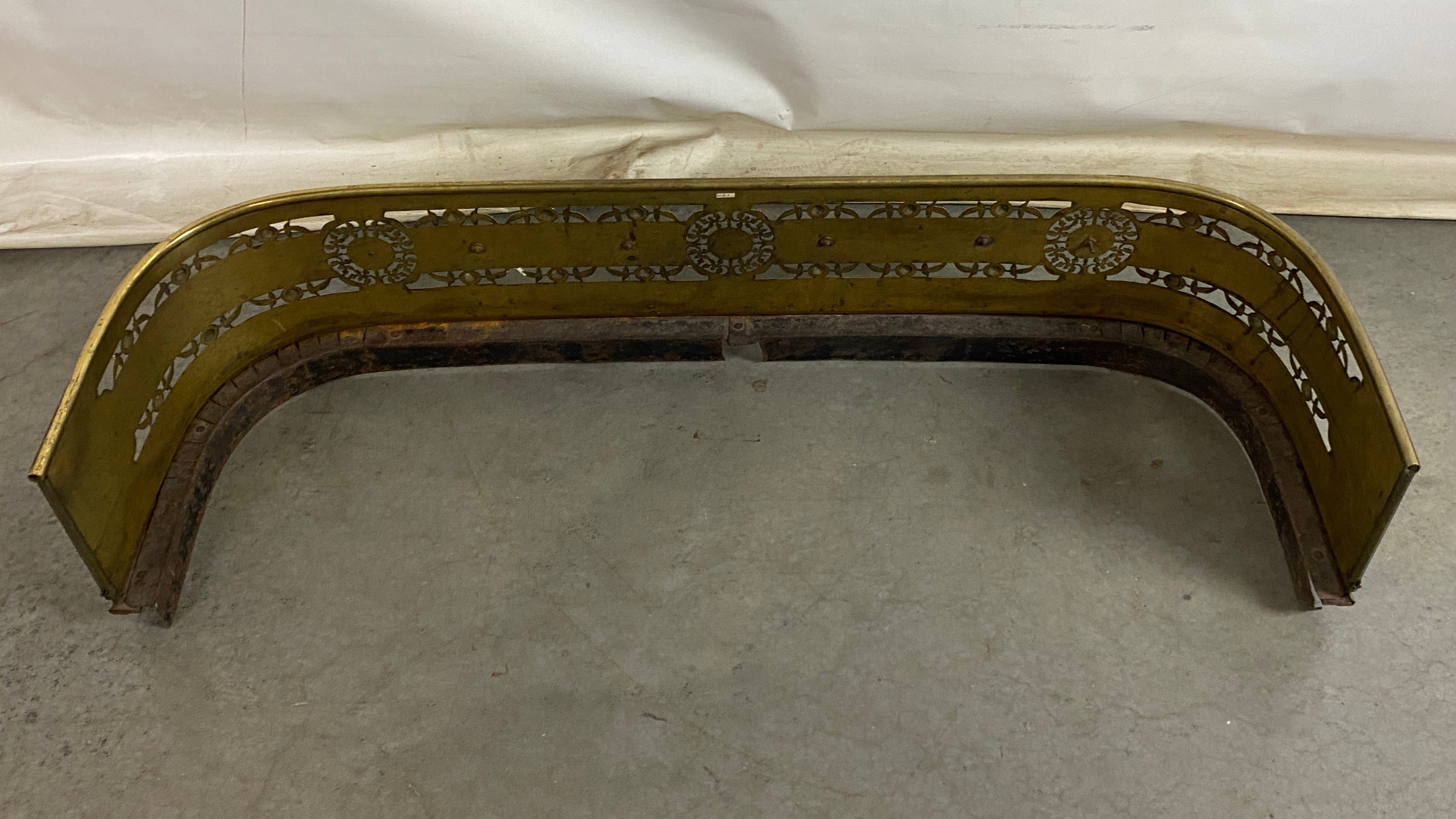 Antique Solid Brass Fireplace Fender w/ Feet