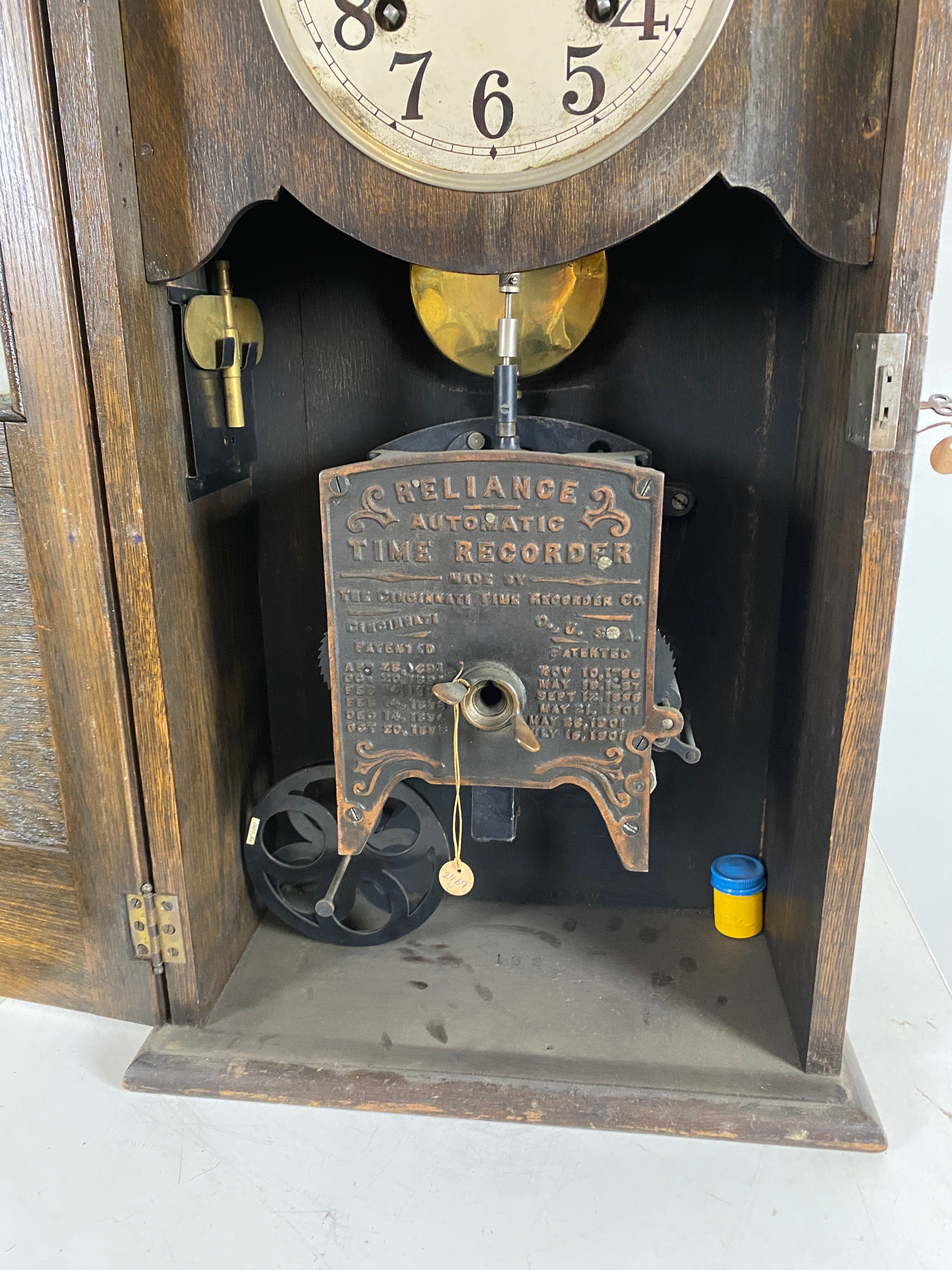 Antique The Cincinnati Time Recorder Co. Automatic Time Recorder Clock