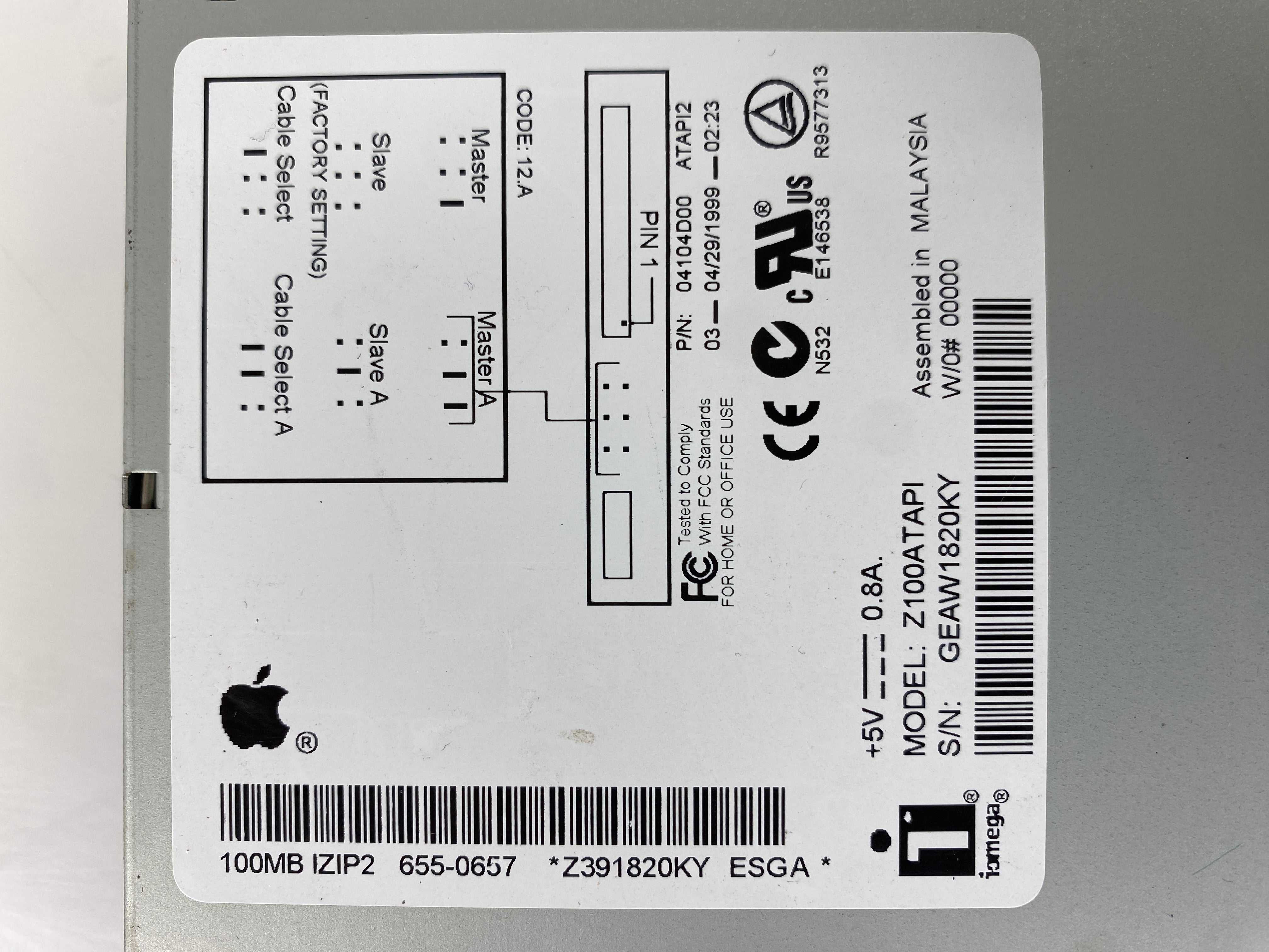 Apple 100MB IZIP2 655-0657 Zip Drive