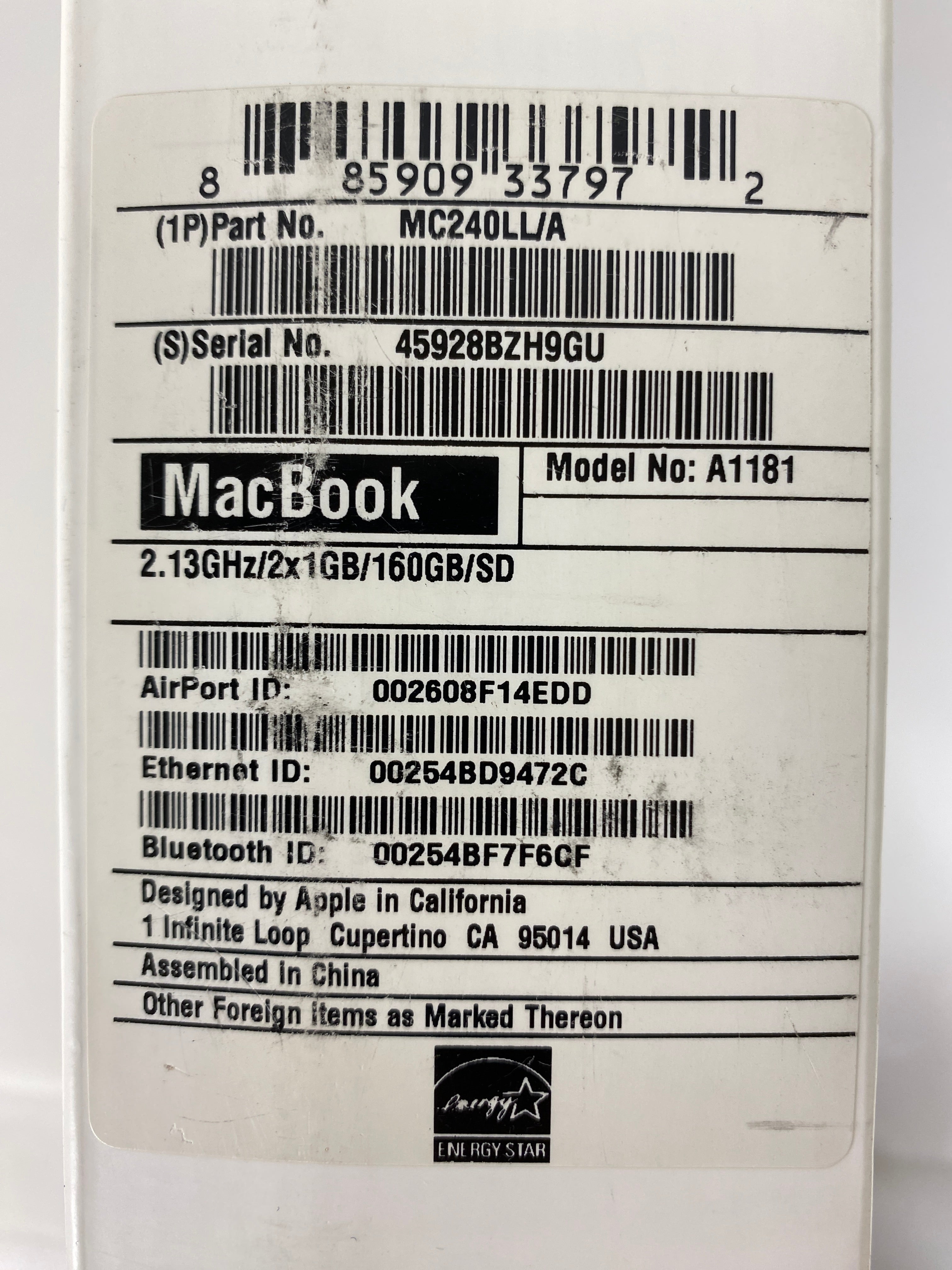 Apple A1181 Core 2 Duo 13" MacBook (Mid 2009)