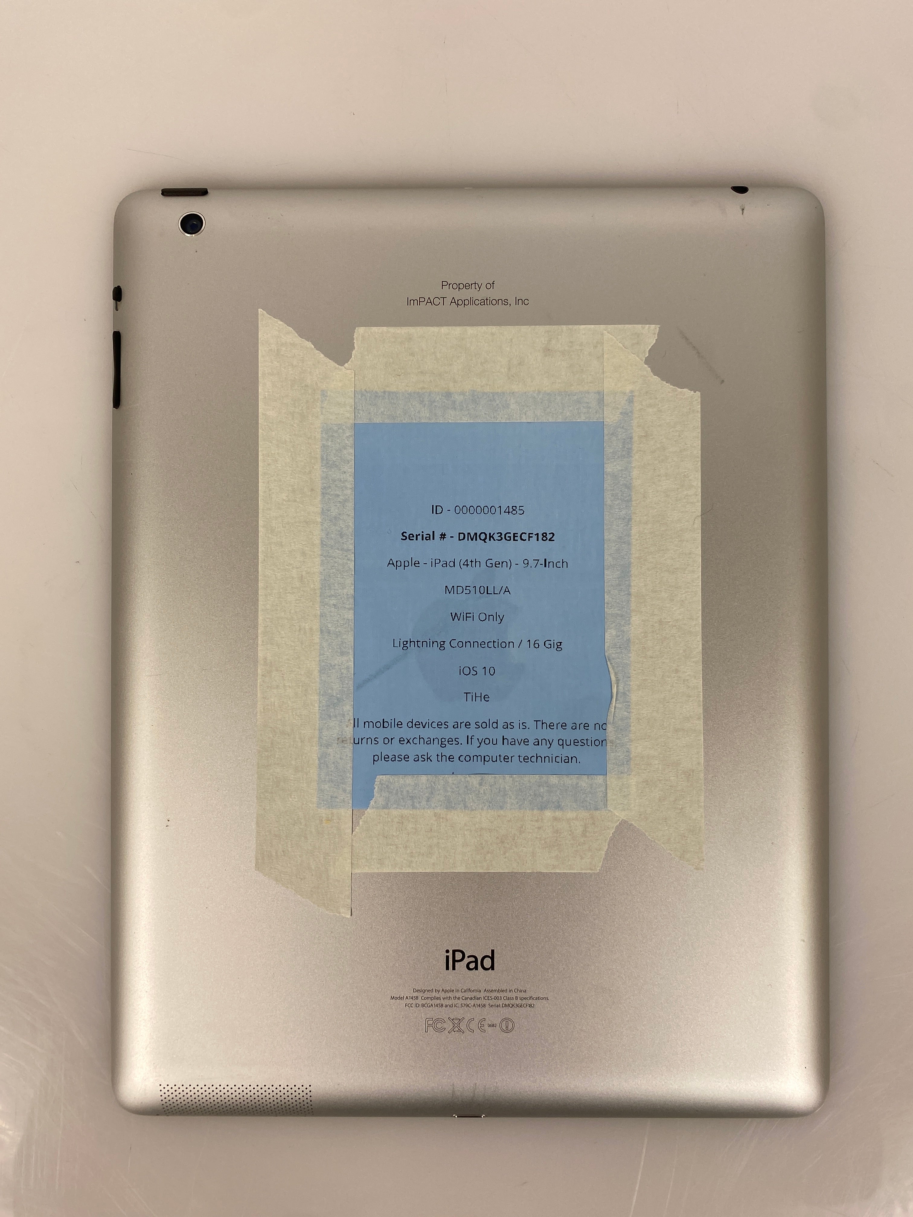 Apple iPad 4th Gen 16GB 9.7" WiFi Only A1458