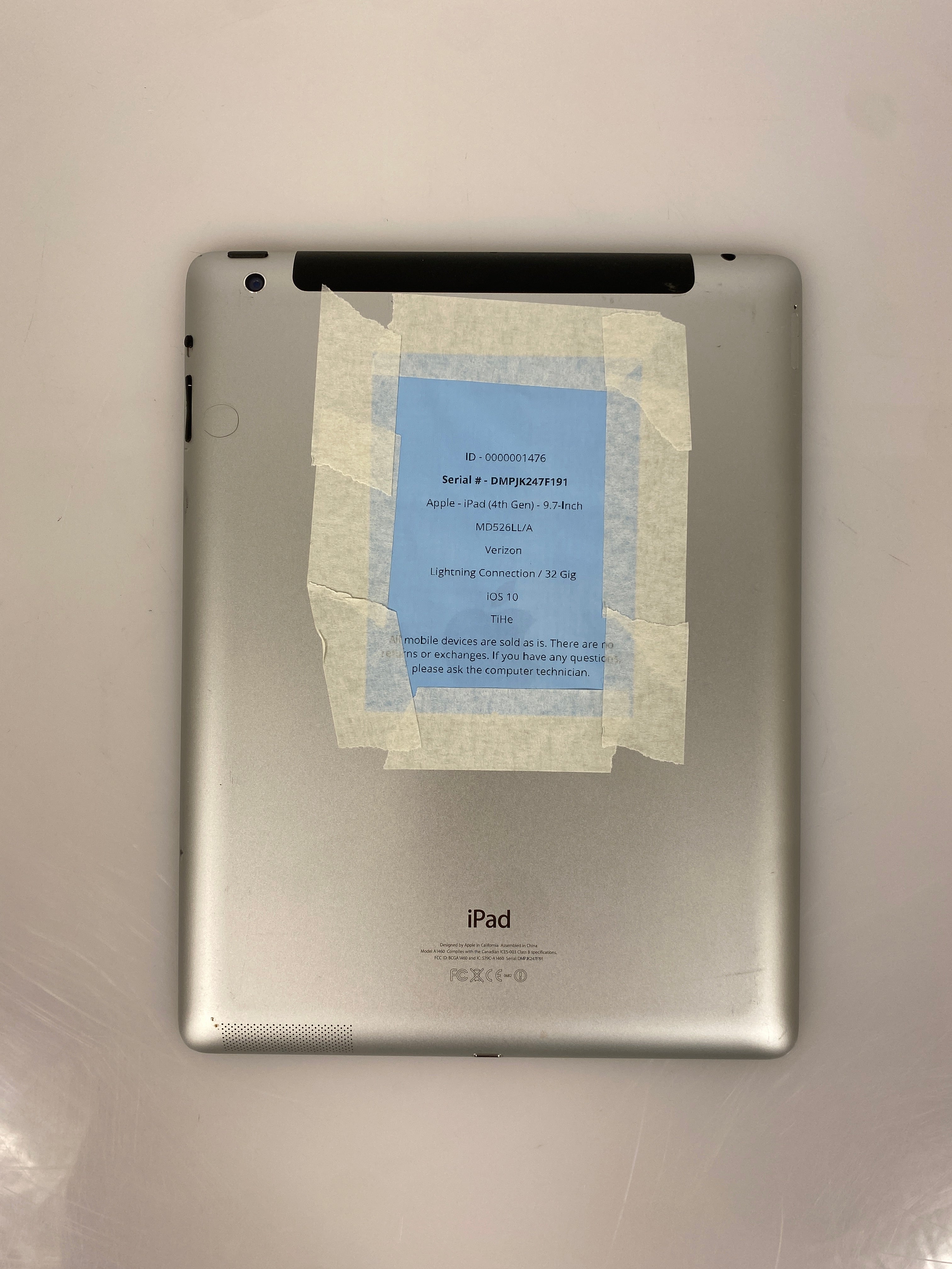 Apple iPad 4th Gen 32GB 9.7" Verizon A1460