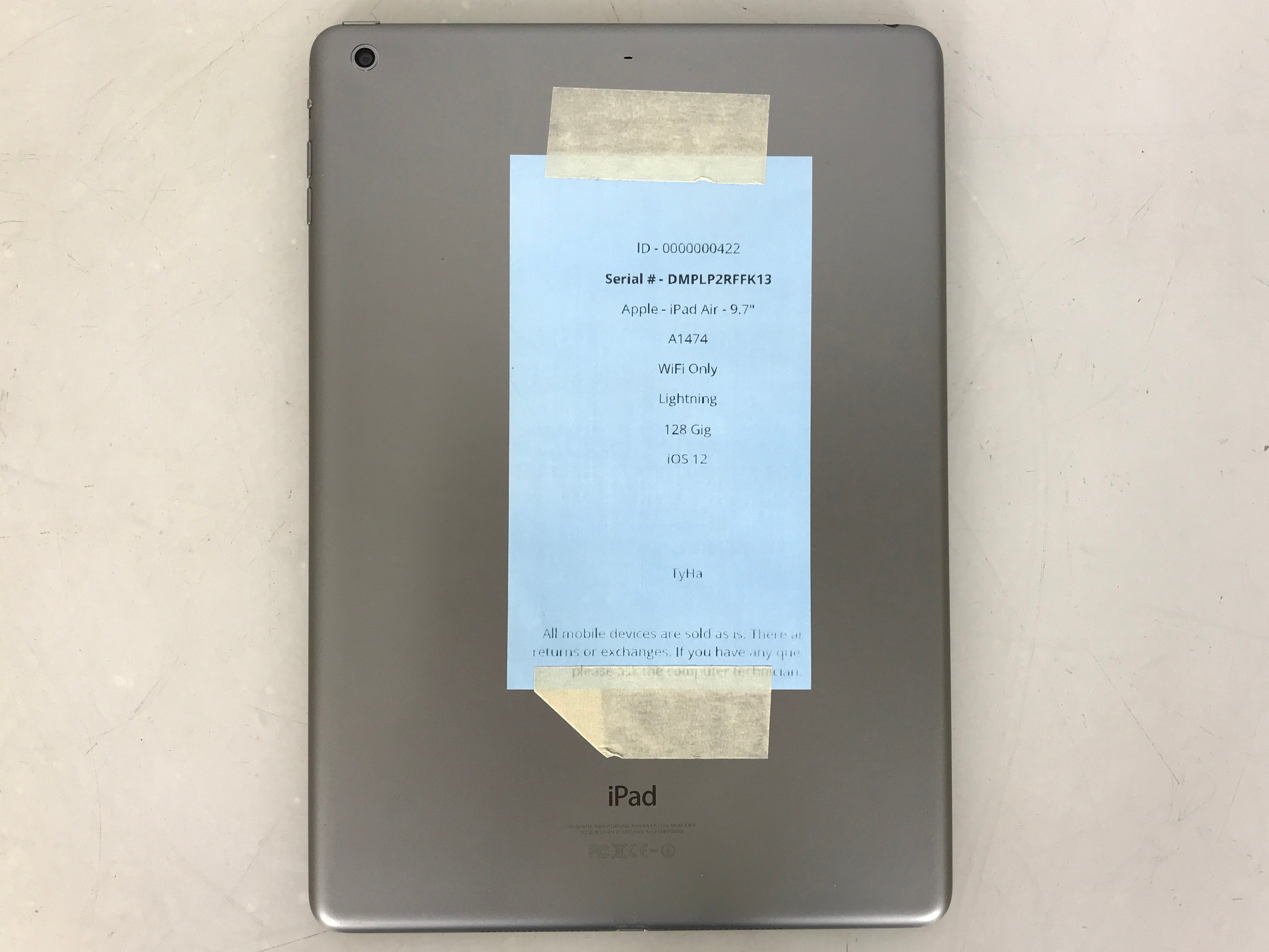 Apple iPad Air 128GB 9.7" WiFi Only Space Gray A1474
