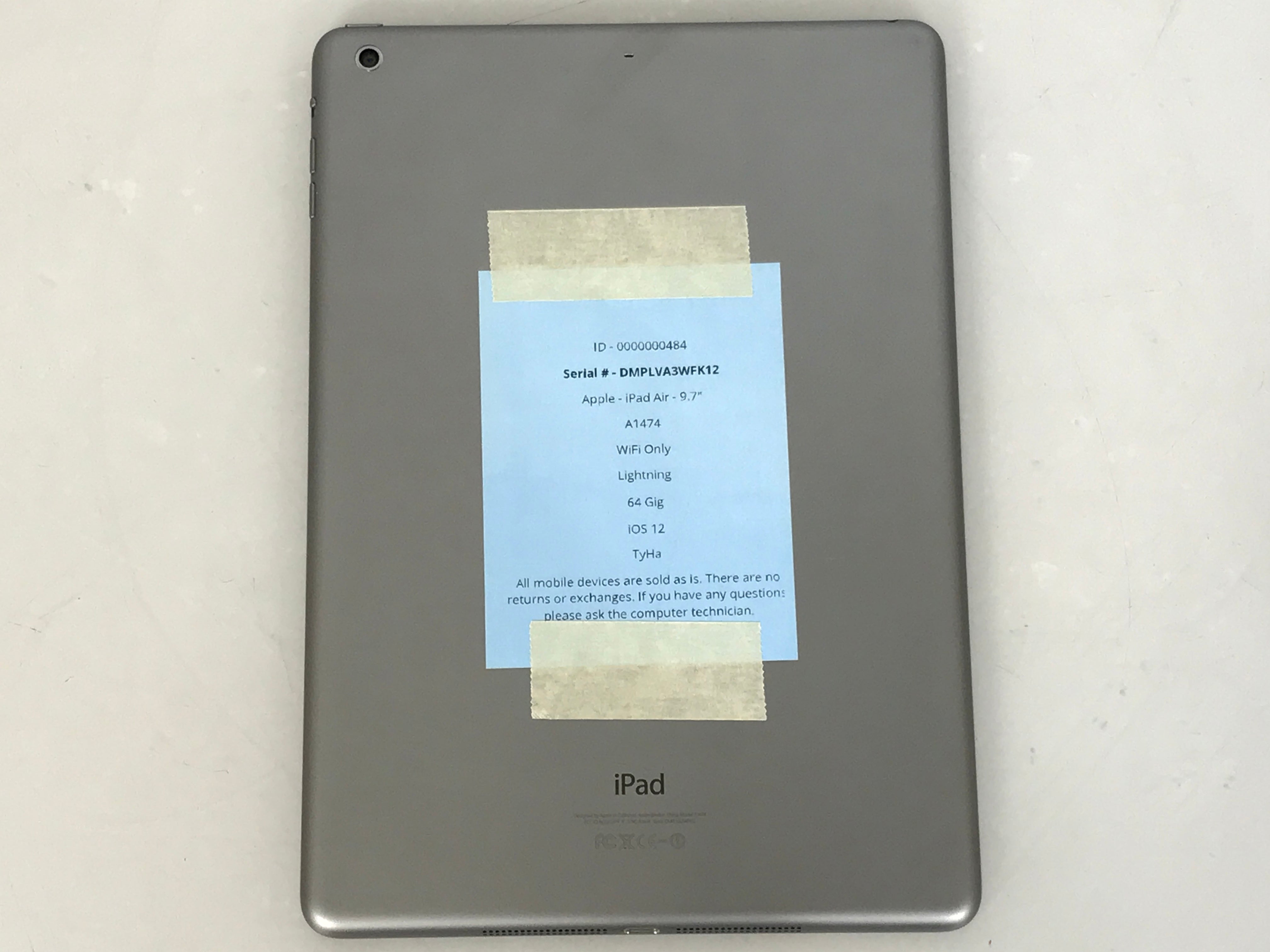 Apple iPad Air 1st Gen 64GB 9.7" WiFi Only Black A1474