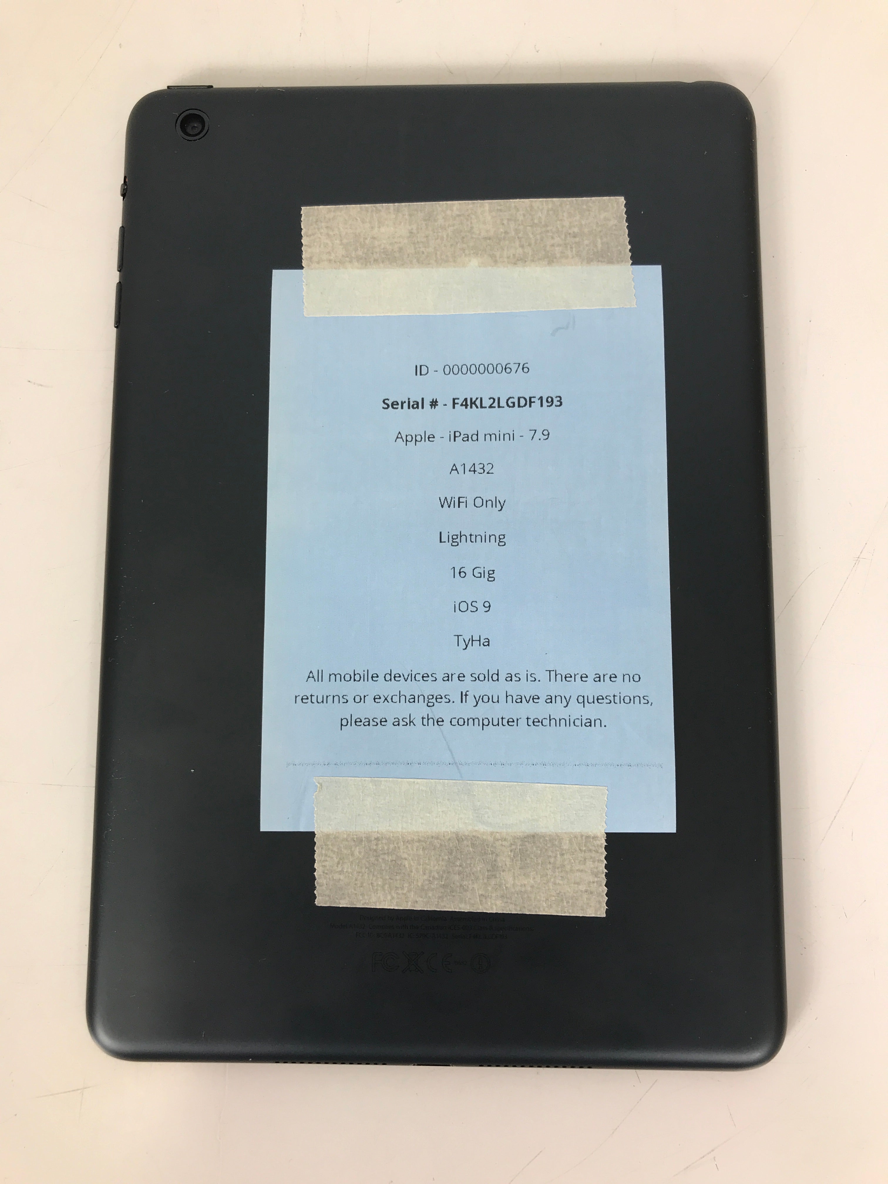 Apple iPad Mini 16GB 7.9" WiFi Only Black A1432