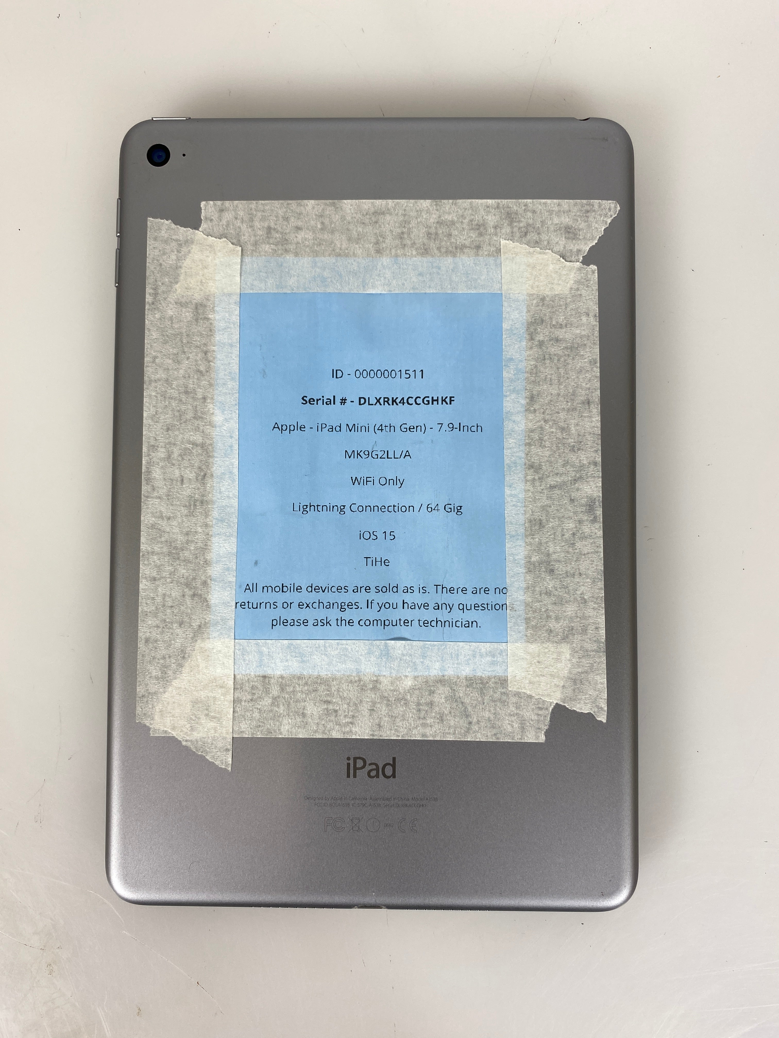 Apple iPad Mini 4 64GB 7.9" Wifi Only Silver A1538