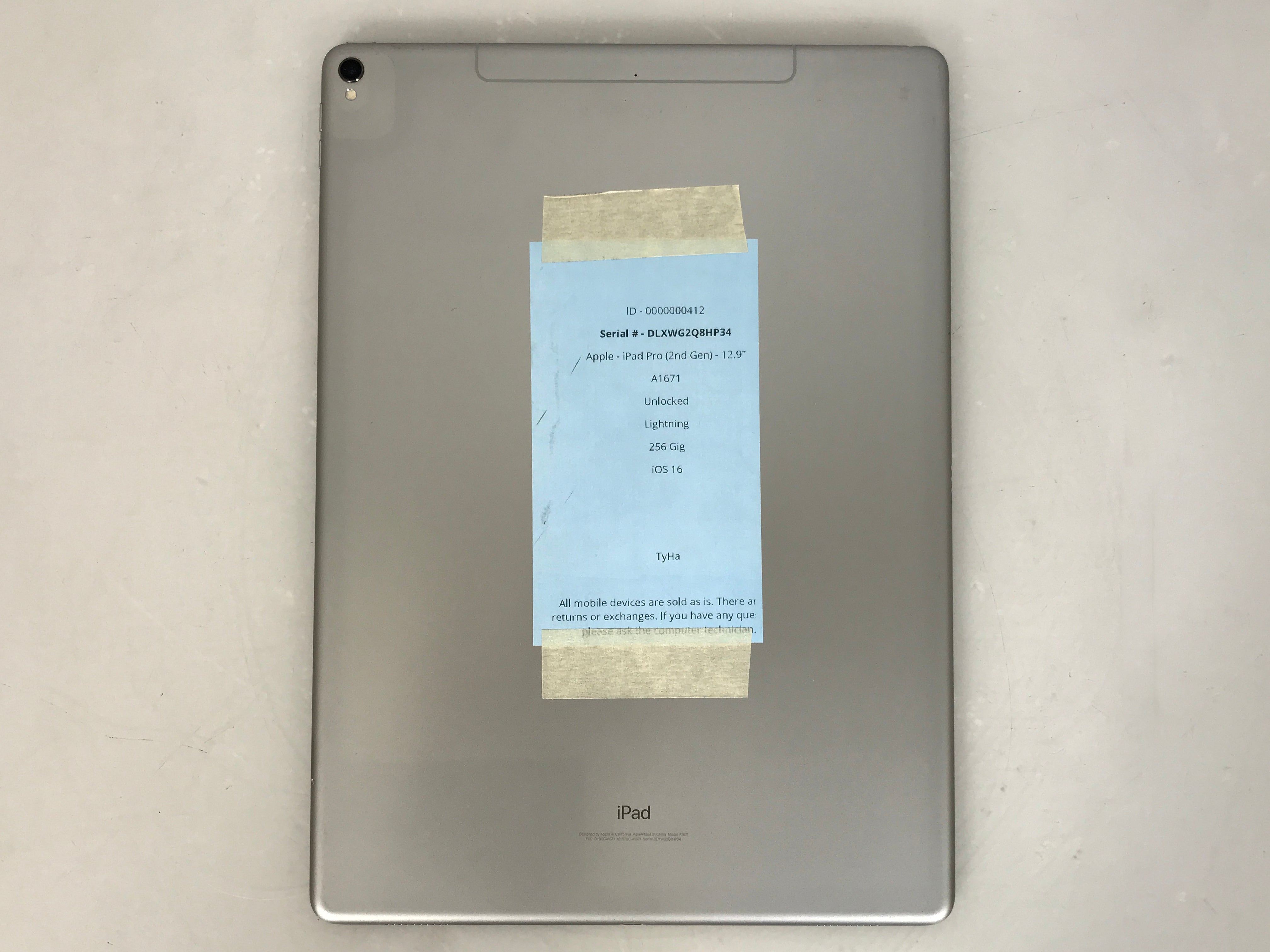 Apple iPad Pro 2nd Gen 256GB 12.9" Unlocked Silver A1671 *Cracked Screen*
